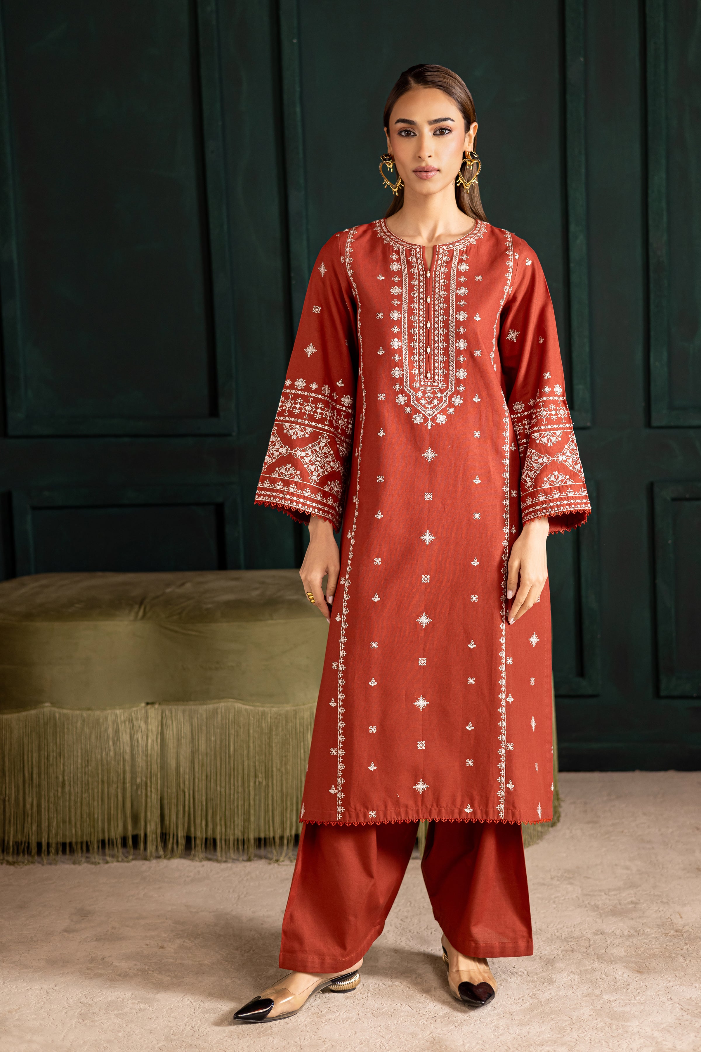 Rusty Dusty 2Pc - Embroidered Khaddar Dress BATIK WINTER PRET 2025 BATIK XS / Rust / Khaddar-S / Rust / Khaddar-M / Rust / Khaddar-L / Rust / Khaddar-XL / Rust / Khaddar