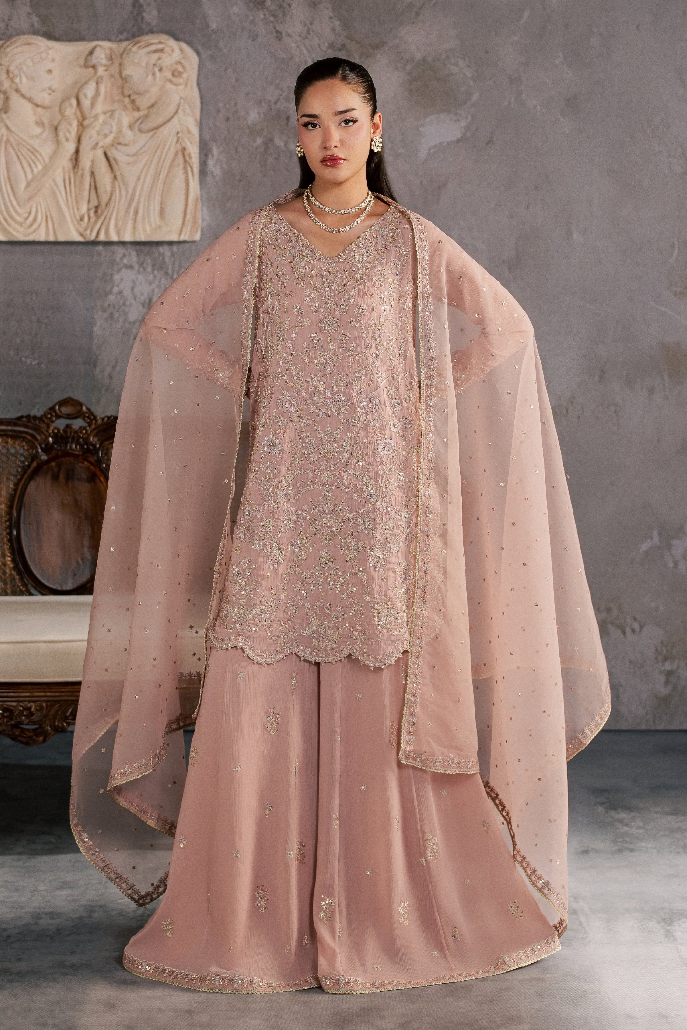 Ruva 3Pc - Festive Luxe Pret BATIKSTUDIO2026 BATIK S / Tea Pink / Crinkle-M / Tea Pink / Crinkle-L / Tea Pink / Crinkle