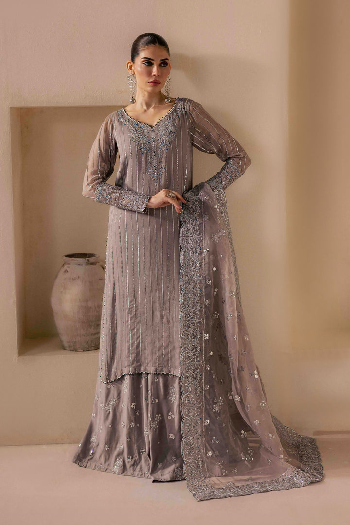 Saabiha 3Pc - Embroidered Luxe Pret BATIKLuxePRET2025  BATIK   XS / Steel Grey / Organza & Raw Silk-S / Steel Grey / Organza & Raw Silk-M / Steel Grey / Organza & Raw Silk-L / Steel Grey / Organza & Raw Silk-XL / Steel Grey / Organza & Raw Silk