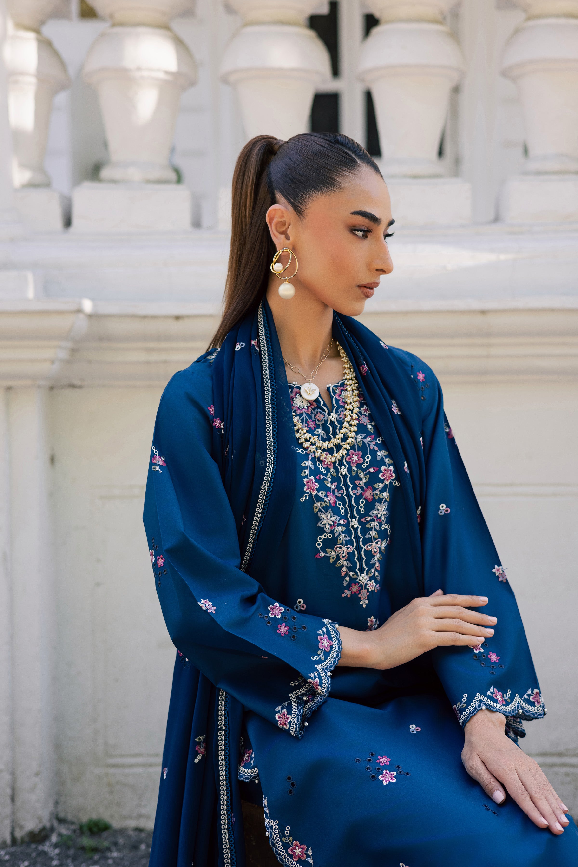 Sabeha 3Pc - Festive Embroidered Lawn BATIKSS26 BATIK XS / Ocean Blue / Pima Lawn-S / Ocean Blue / Pima Lawn-M / Ocean Blue / Pima Lawn-L / Ocean Blue / Pima Lawn-XL / Ocean Blue / Pima Lawn