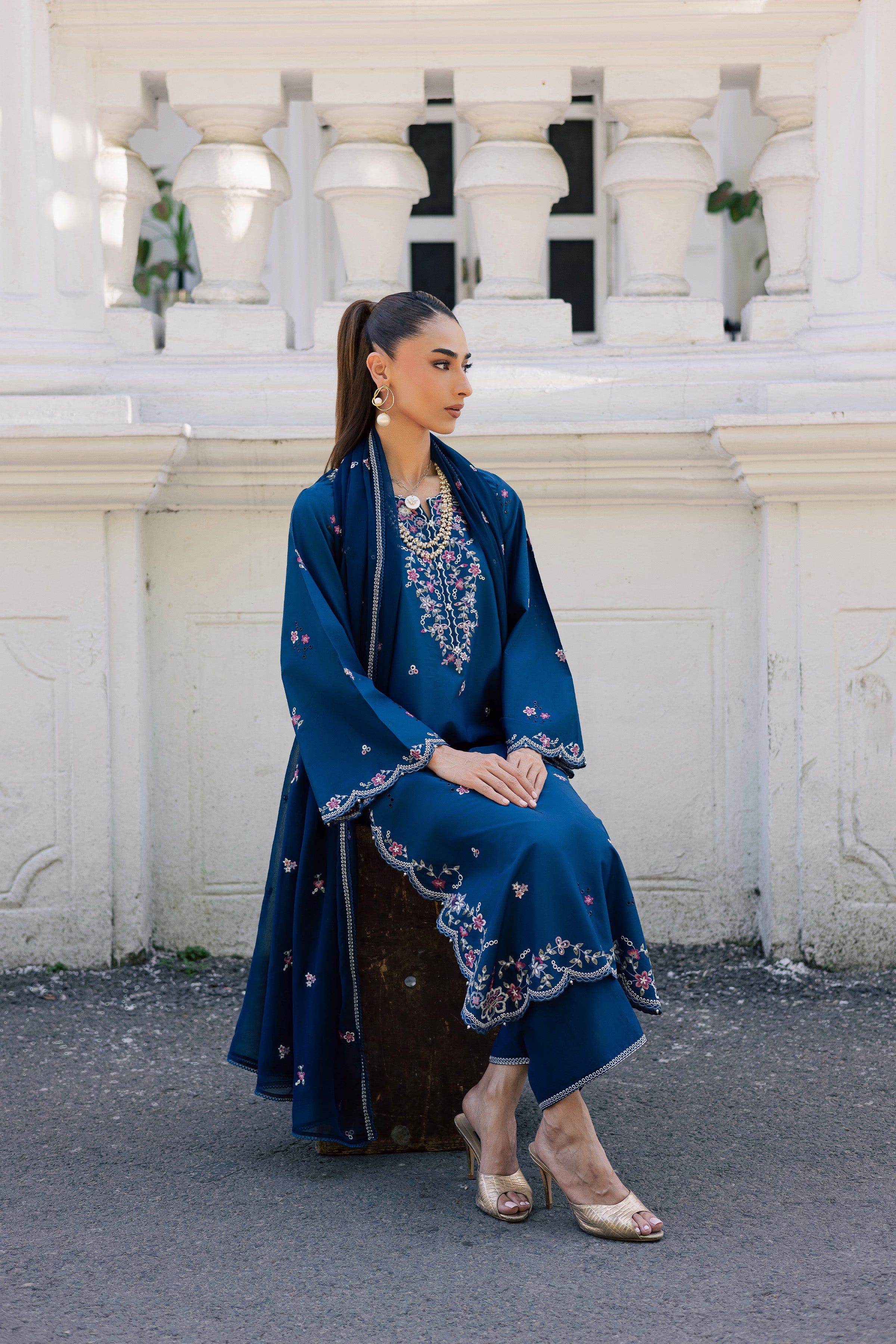 Sabeha 3Pc - Festive Embroidered Lawn BATIKSS26 BATIK XS / Ocean Blue / Pima Lawn-S / Ocean Blue / Pima Lawn-M / Ocean Blue / Pima Lawn-L / Ocean Blue / Pima Lawn-XL / Ocean Blue / Pima Lawn