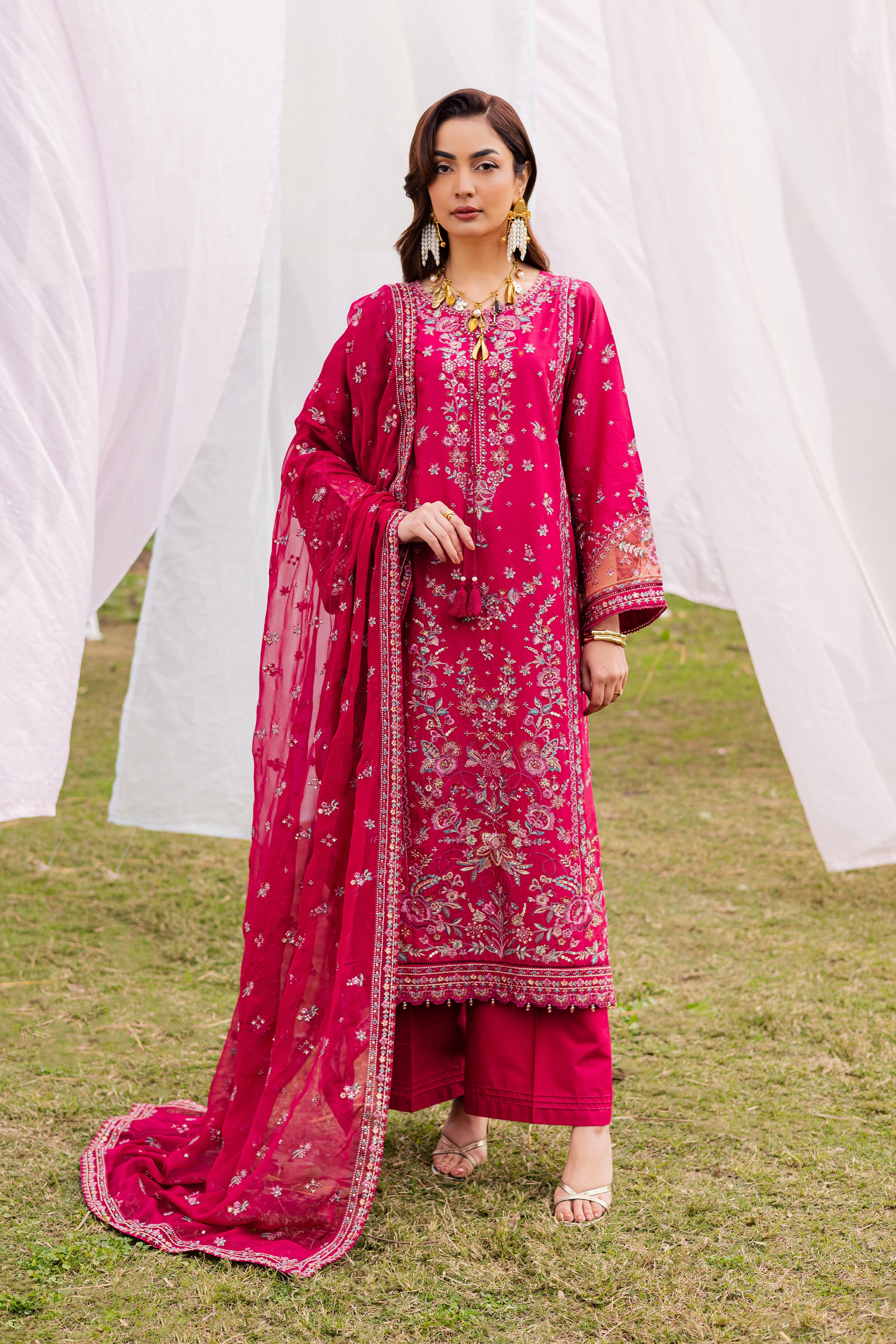 Sahibo 3Pc - Festive Embroidered Lawn BATIKEID2026 BATIK XS / Deep Pink / Pima Lawn-S / Deep Pink / Pima Lawn-M / Deep Pink / Pima Lawn-L / Deep Pink / Pima Lawn-XL / Deep Pink / Pima Lawn