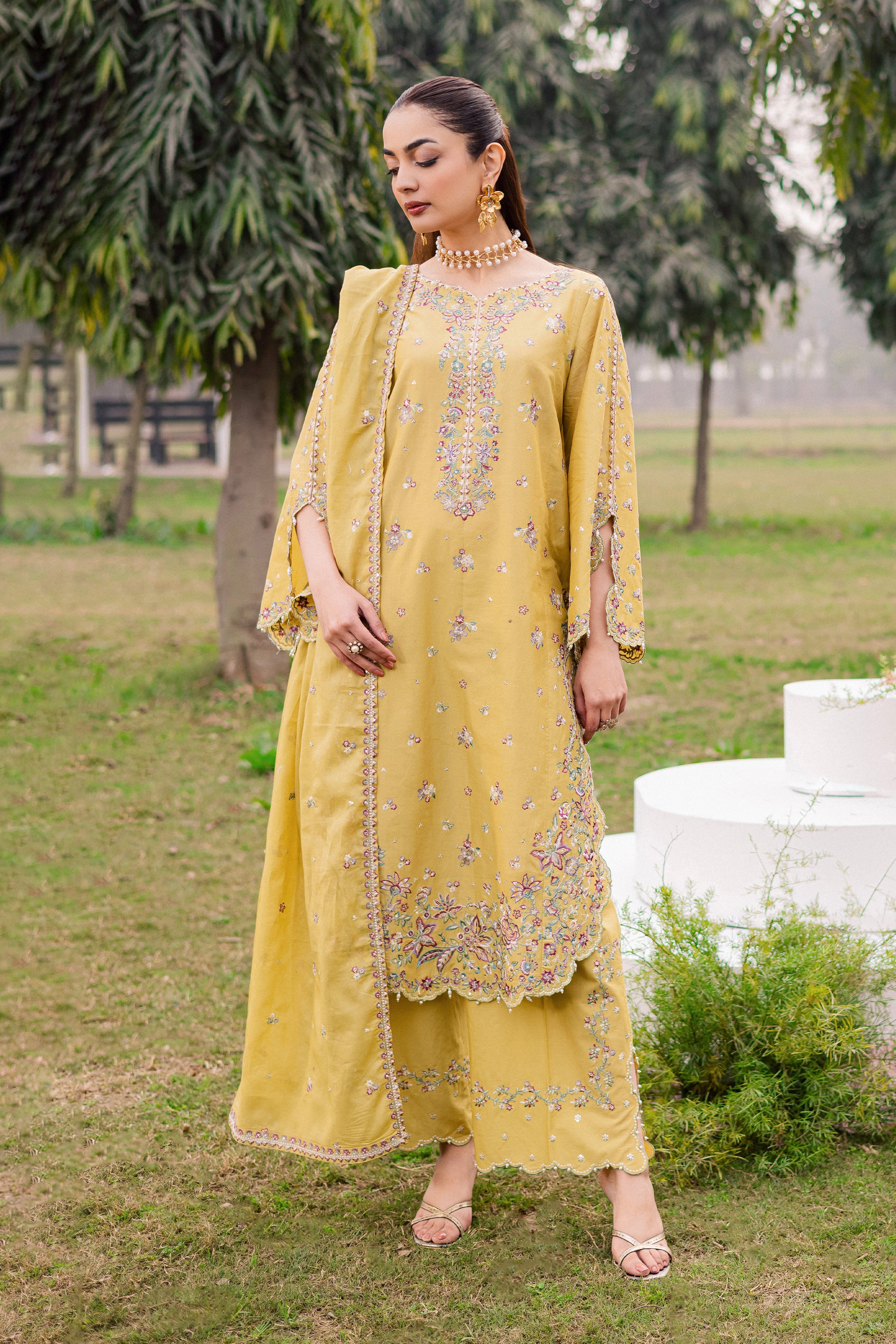 Salwah 3Pc - Festive Embroidered Lawn BATIKEID2026 BATIK XS / Lime Green / Pima Lawn-S / Lime Green / Pima Lawn-M / Lime Green / Pima Lawn-L / Lime Green / Pima Lawn-XL / Lime Green / Pima Lawn
