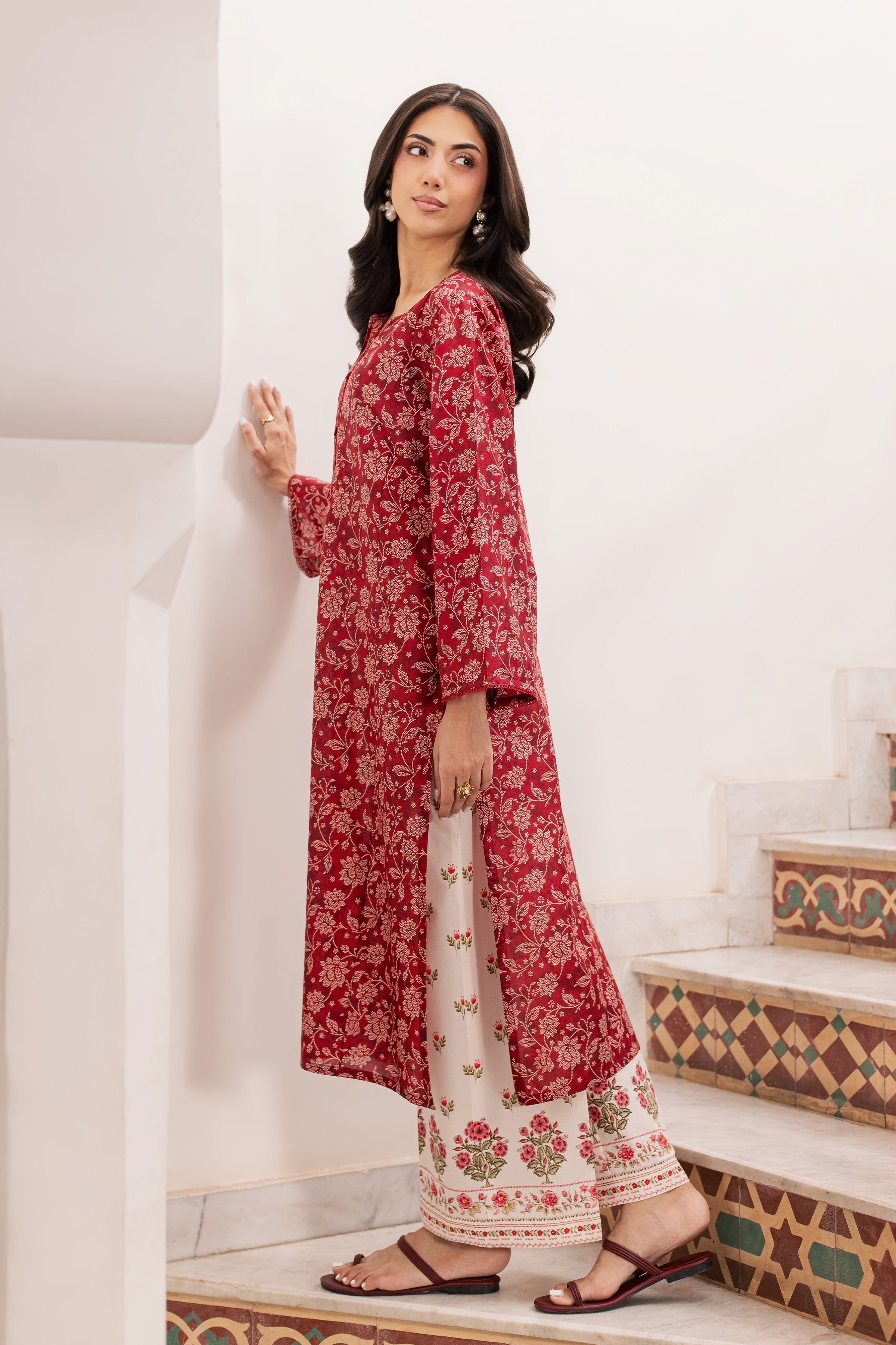 Scooby 2Pc - Printed Lawn Dress BATIKSS26 BATIK XS / Red / Lawn-S / Red / Lawn-M / Red / Lawn-L / Red / Lawn-XL / Red / Lawn