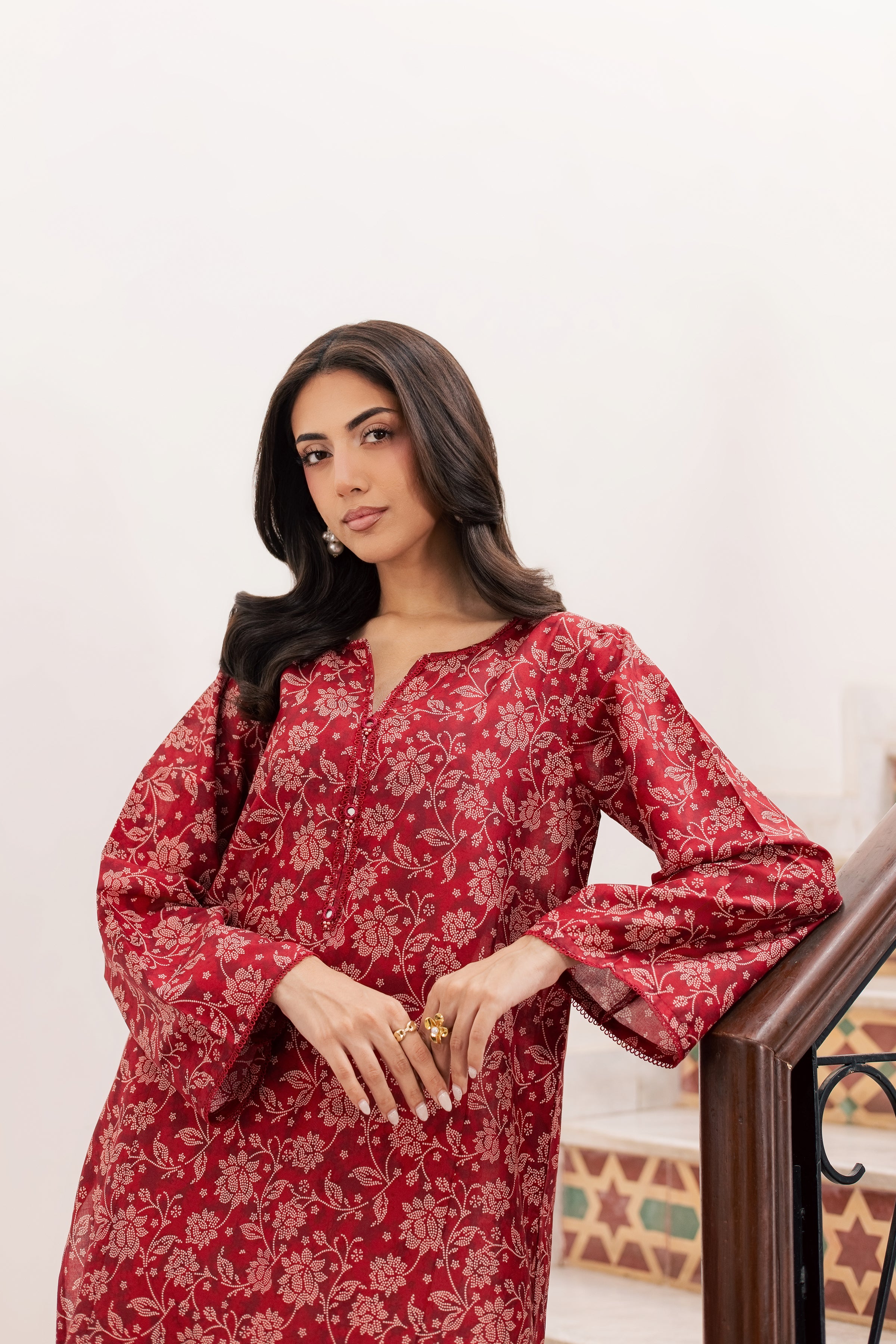 Scooby 2Pc - Printed Lawn Dress BATIKSS26 BATIK XS / Red / Lawn-S / Red / Lawn-M / Red / Lawn-L / Red / Lawn-XL / Red / Lawn