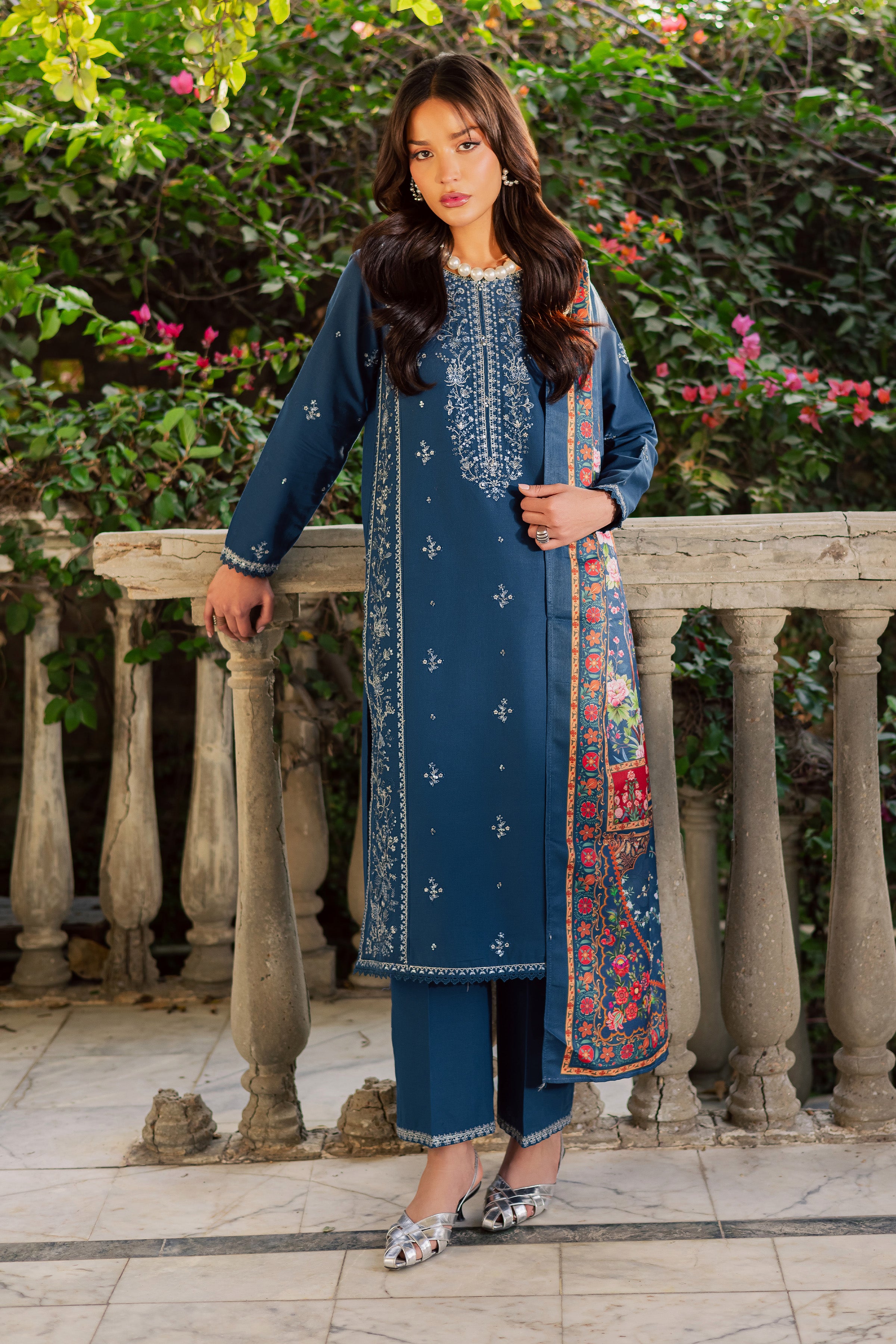Sea Girl 3Pc - Embroidered Khaddar Dress BATIK WINTER PRET 2025 BATIK XS / Blue Opal / Khaddar-S / Blue Opal / Khaddar-M / Blue Opal / Khaddar-L / Blue Opal / Khaddar-XL / Blue Opal / Khaddar