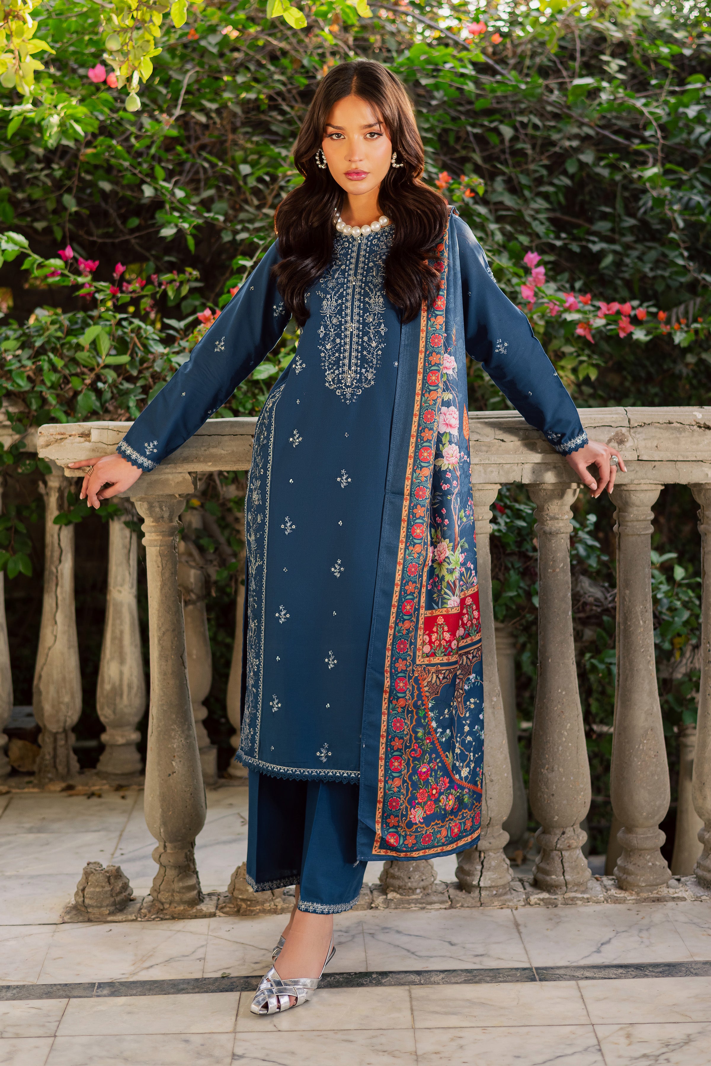 Sea Girl 3Pc - Embroidered Khaddar Dress BATIK WINTER PRET 2025 BATIK XS / Blue Opal / Khaddar-S / Blue Opal / Khaddar-M / Blue Opal / Khaddar-L / Blue Opal / Khaddar-XL / Blue Opal / Khaddar