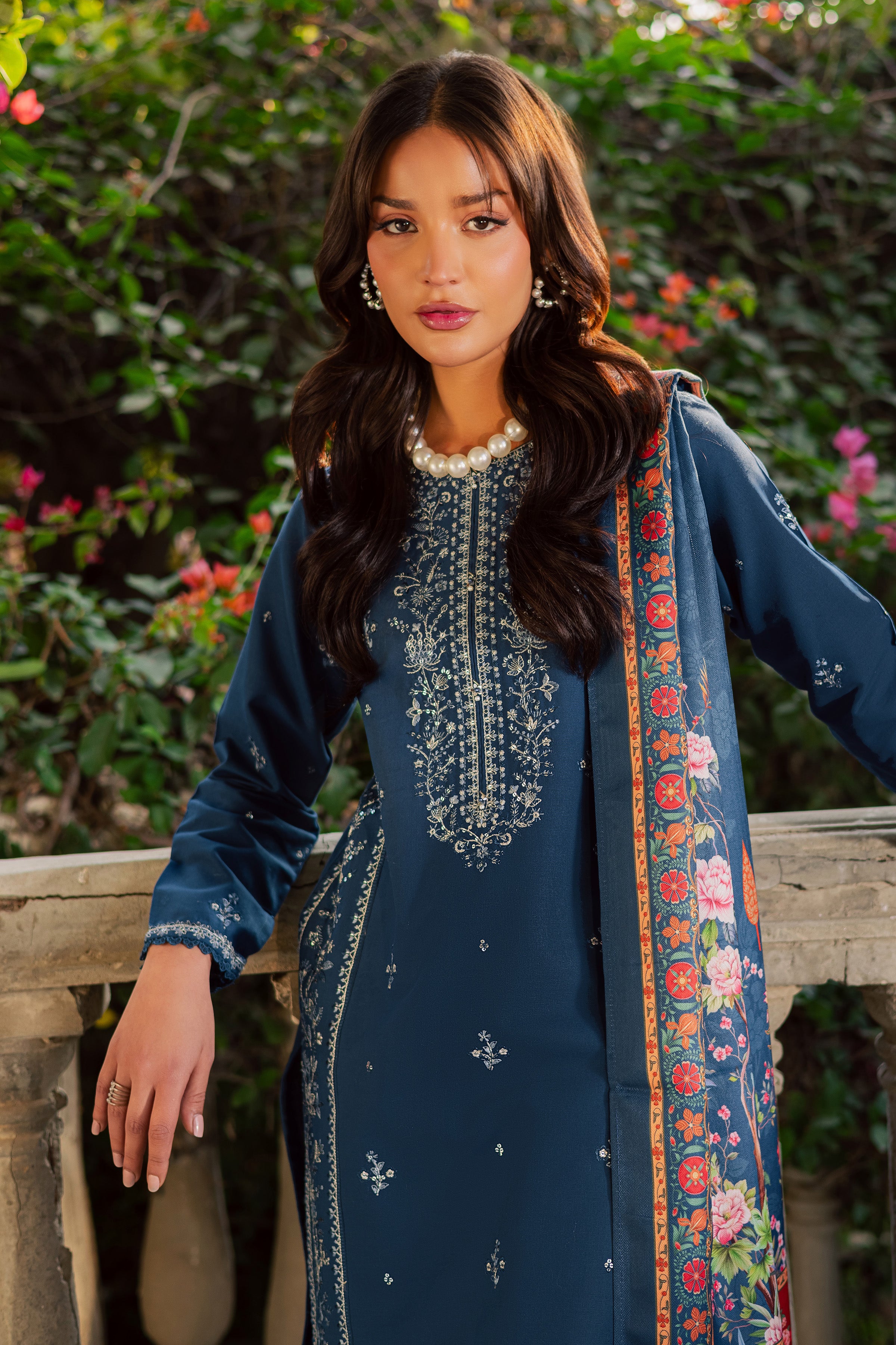Sea Girl 3Pc - Embroidered Khaddar Dress BATIK WINTER PRET 2025 BATIK XS / Blue Opal / Khaddar-S / Blue Opal / Khaddar-M / Blue Opal / Khaddar-L / Blue Opal / Khaddar-XL / Blue Opal / Khaddar