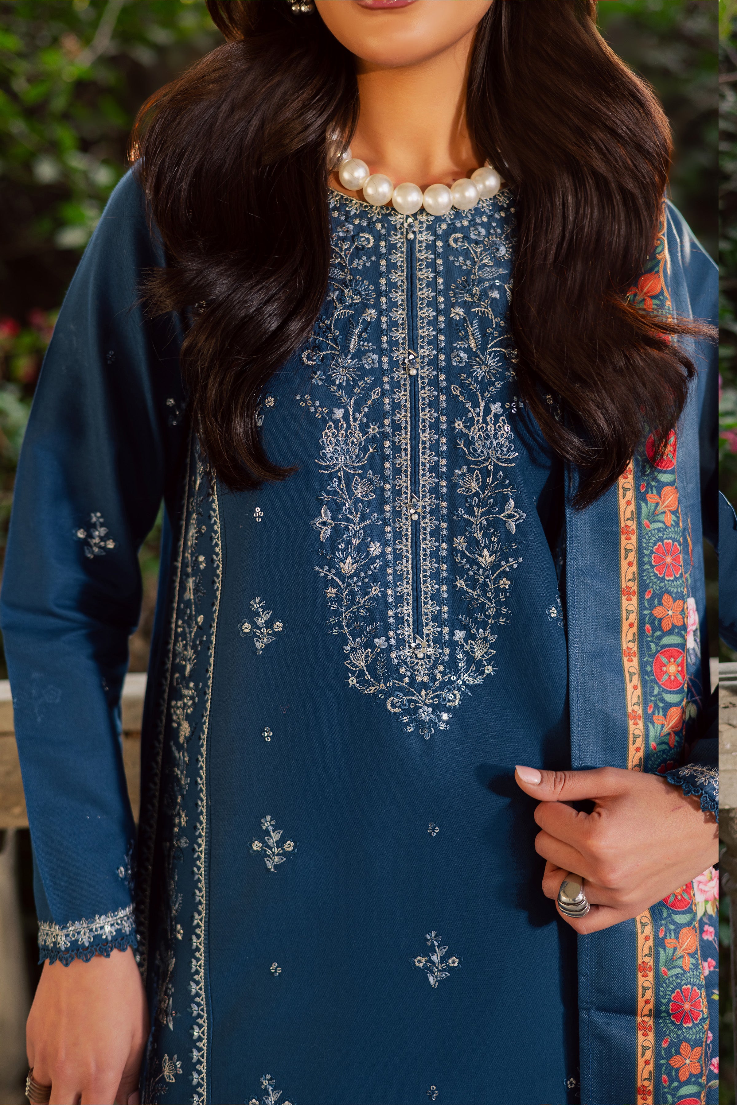 Sea Girl 3Pc - Embroidered Khaddar Dress BATIK WINTER PRET 2025 BATIK XS / Blue Opal / Khaddar-S / Blue Opal / Khaddar-M / Blue Opal / Khaddar-L / Blue Opal / Khaddar-XL / Blue Opal / Khaddar