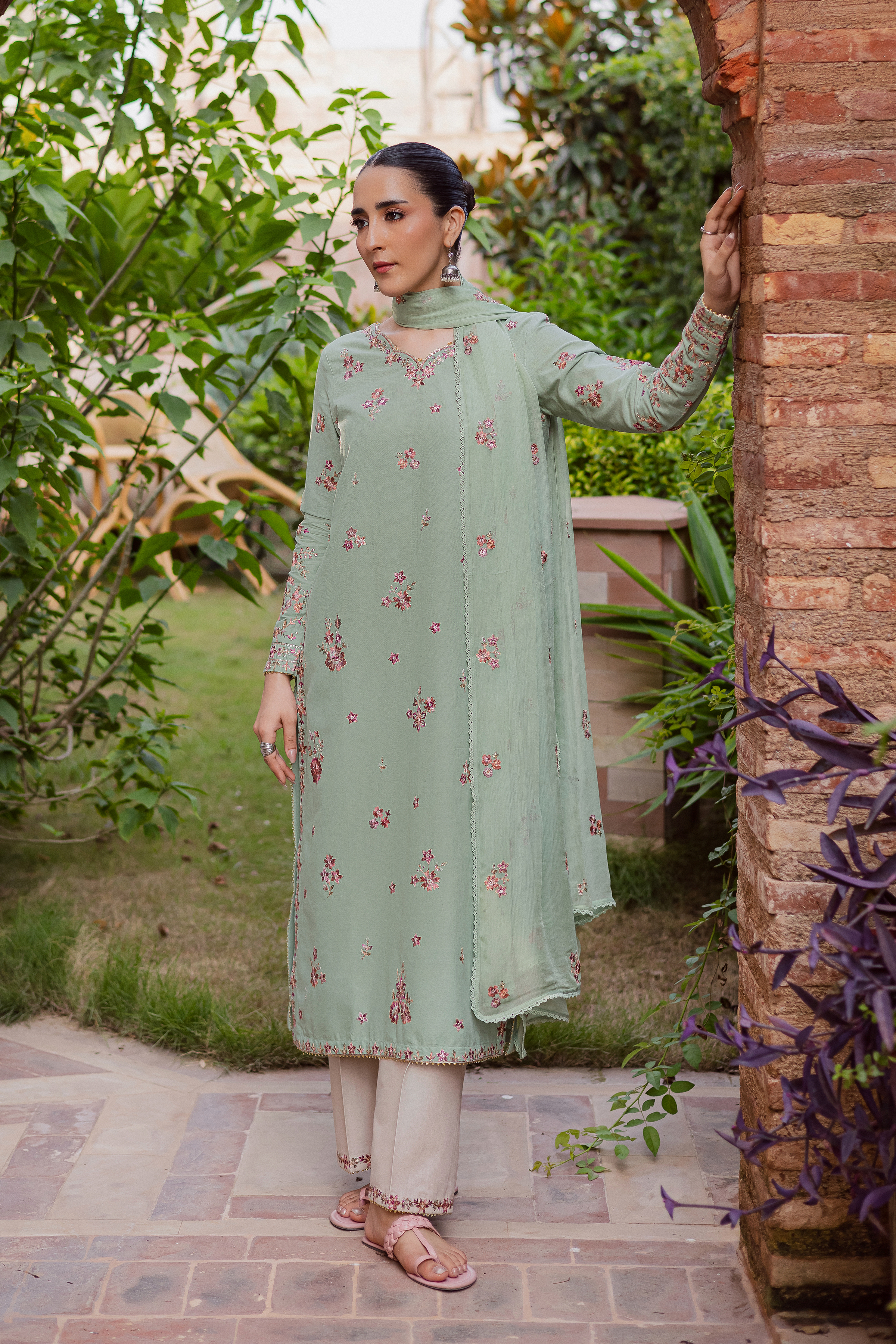 Sea Zunaisha 3Pc - Embroidered Khaddar Dress BATIK WINTER PRET 2025 BATIK XS / Sea Green / Khaddar-S / Sea Green / Khaddar-M / Sea Green / Khaddar-L / Sea Green / Khaddar-XL / Sea Green / Khaddar