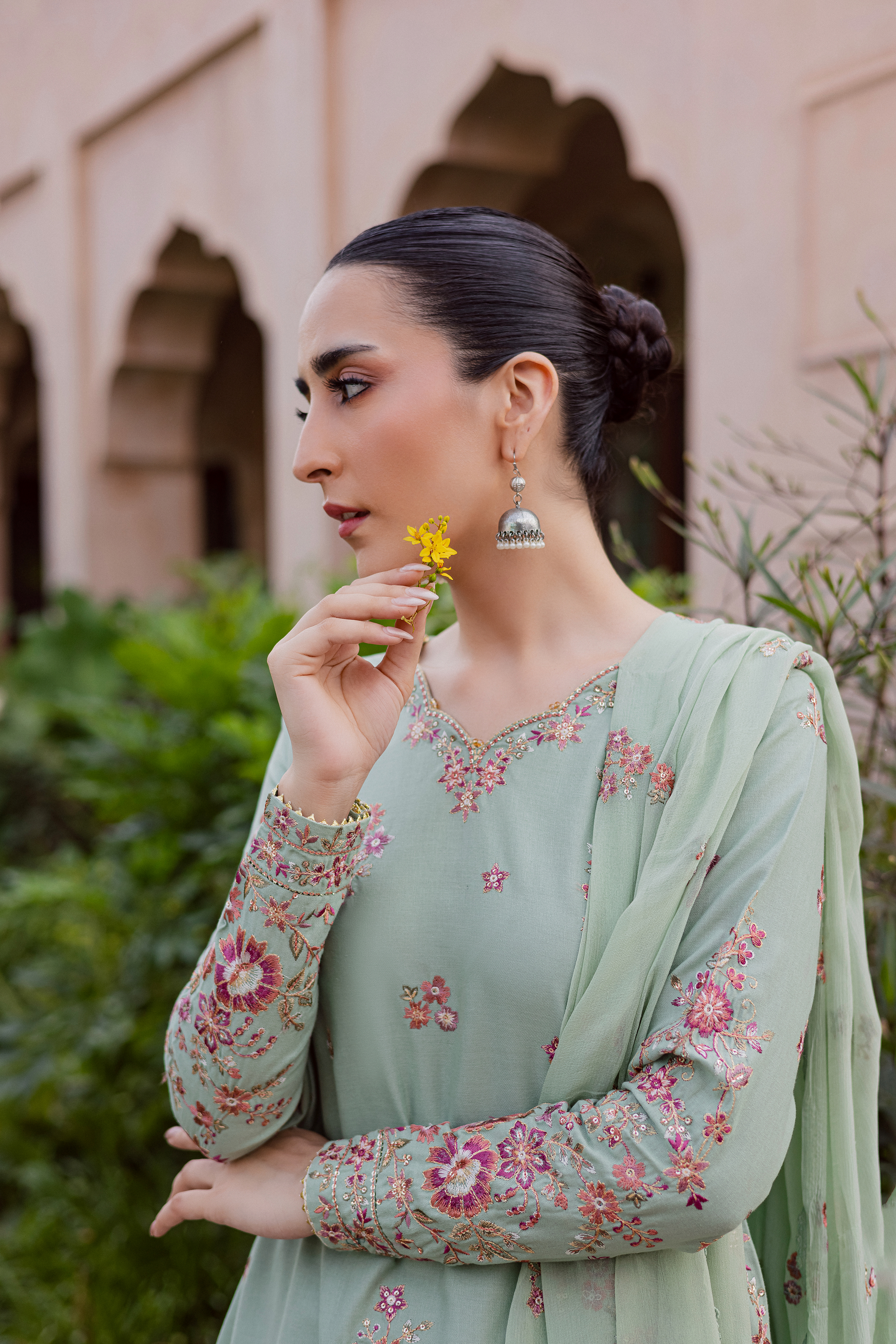 Sea Zunaisha 3Pc - Embroidered Khaddar Dress BATIK WINTER PRET 2025 BATIK XS / Sea Green / Khaddar-S / Sea Green / Khaddar-M / Sea Green / Khaddar-L / Sea Green / Khaddar-XL / Sea Green / Khaddar