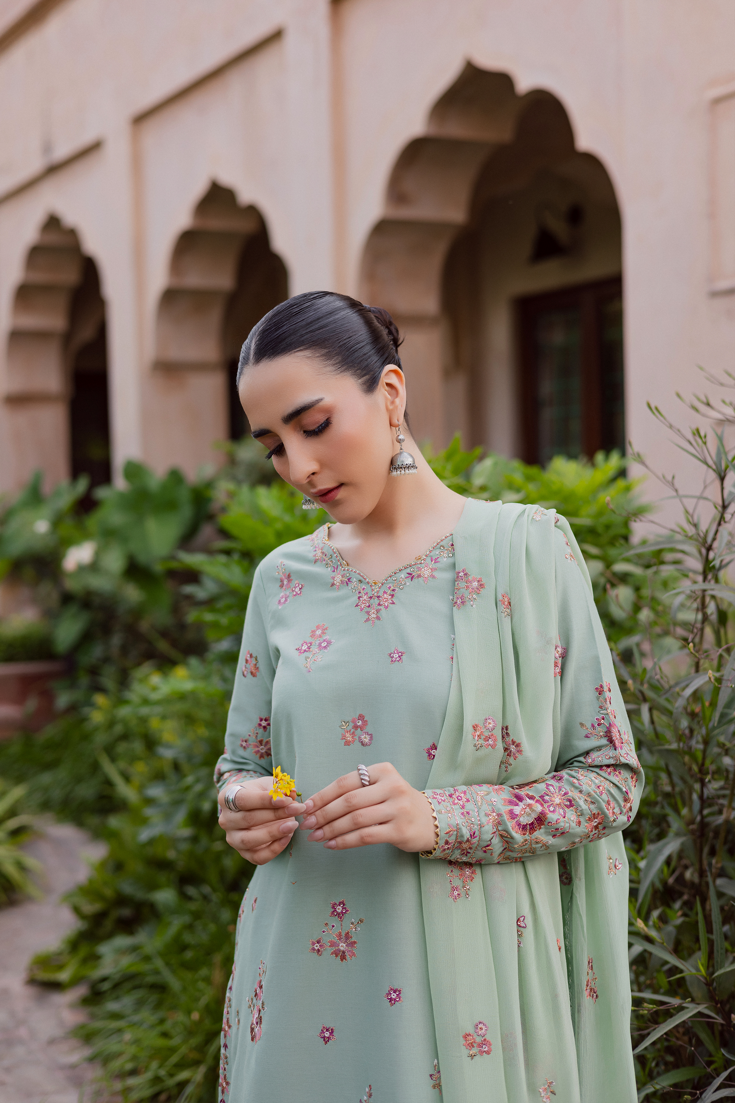 Sea Zunaisha 3Pc - Embroidered Khaddar Dress BATIK WINTER PRET 2025 BATIK XS / Sea Green / Khaddar-S / Sea Green / Khaddar-M / Sea Green / Khaddar-L / Sea Green / Khaddar-XL / Sea Green / Khaddar