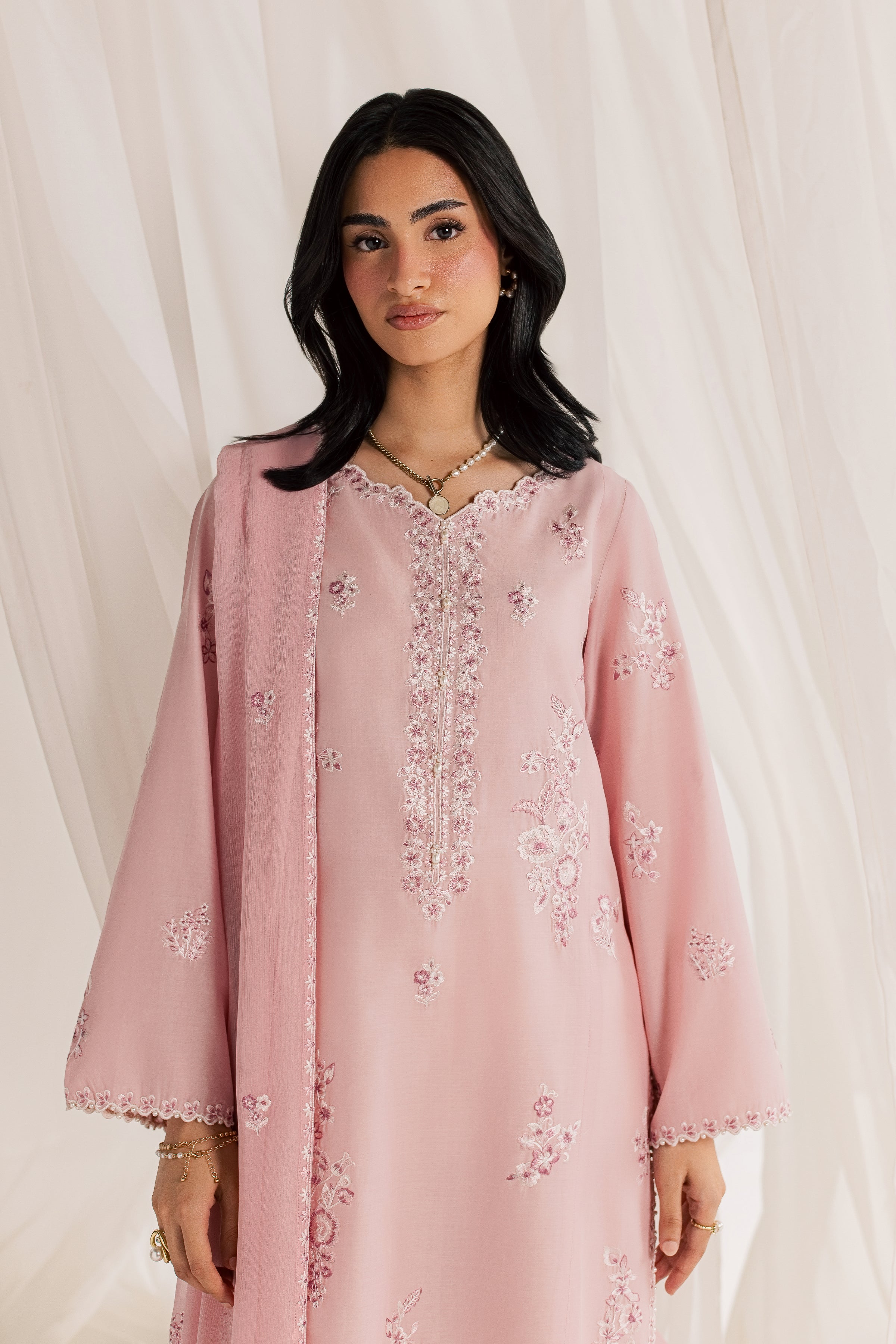Seda 3Pc - Embroidered Lawn Dress EverydayEdit26 BATIK XS / Powder Pink / Pima Lawn-S / Powder Pink / Pima Lawn-M / Powder Pink / Pima Lawn-L / Powder Pink / Pima Lawn-XL / Powder Pink / Pima Lawn