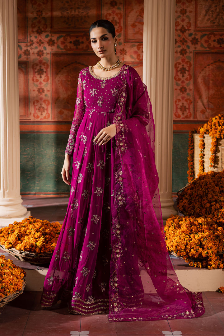 Sehar 3Pc - Chiffon Wedding Frock BATIKLuxePRET2025  BATIK   S / Magenta / Raw Silk & Chiffon-M / Magenta / Raw Silk & Chiffon-L / Magenta / Raw Silk & Chiffon