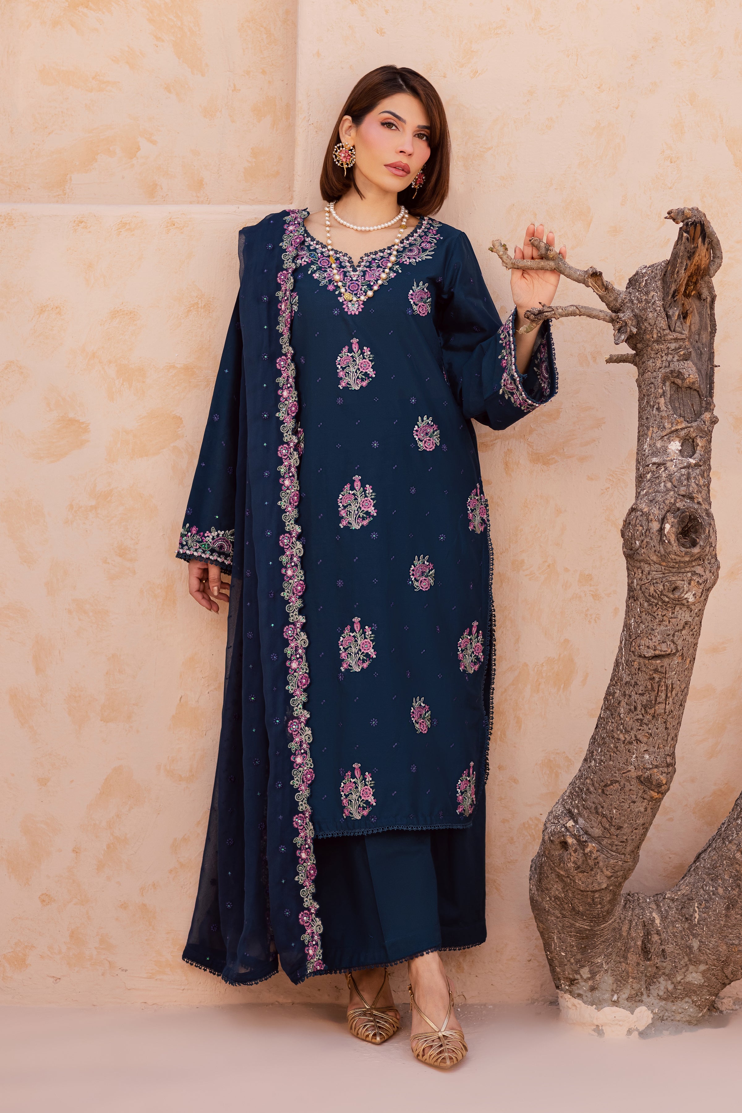 Serelis 3Pc - Festive Embroidered Lawn BATIKEID2026 BATIK XS / Ocean Blue / Pima Lawn-S / Ocean Blue / Pima Lawn-M / Ocean Blue / Pima Lawn-L / Ocean Blue / Pima Lawn-XL / Ocean Blue / Pima Lawn