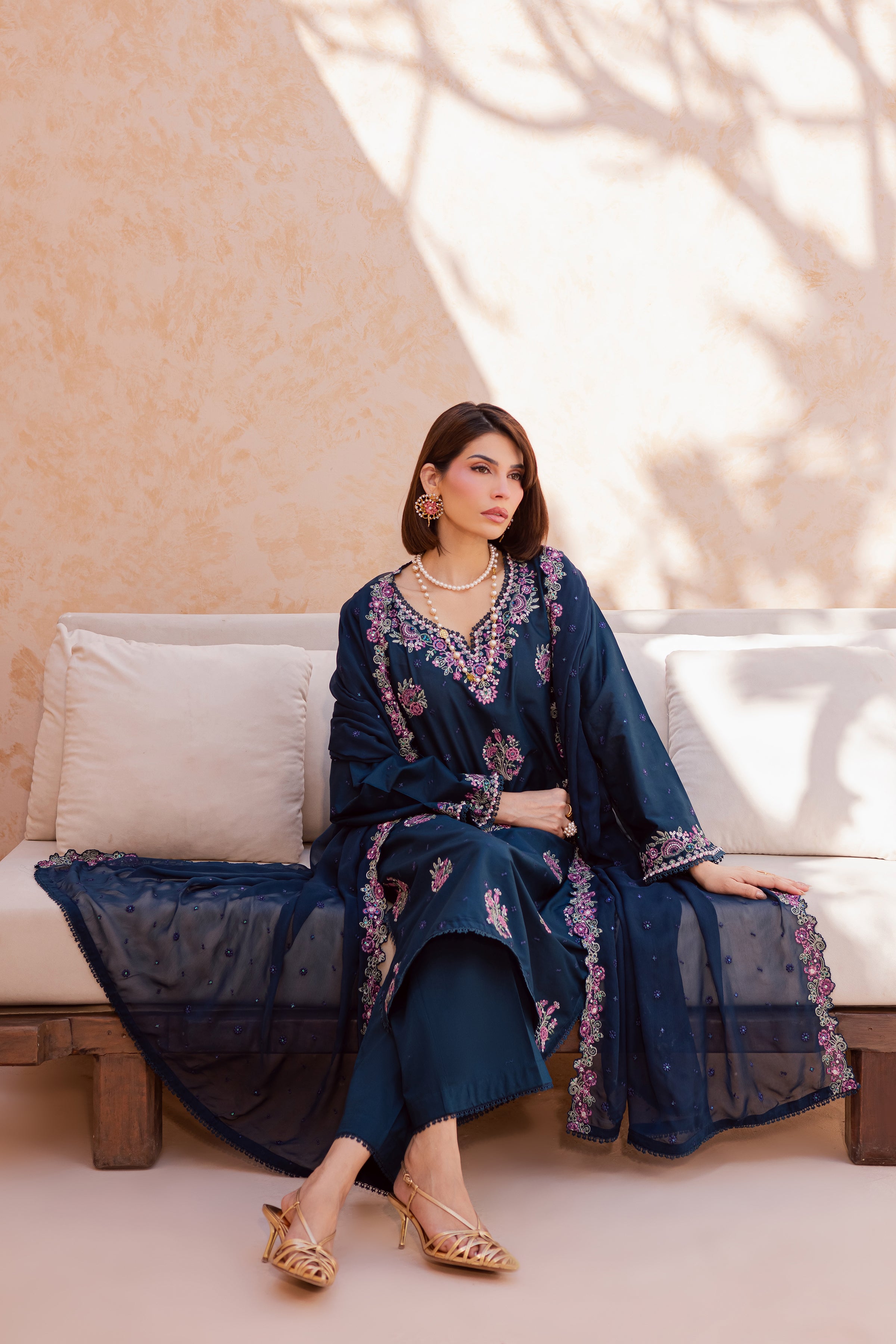Serelis 3Pc - Festive Embroidered Lawn BATIKEID2026 BATIK XS / Ocean Blue / Pima Lawn-S / Ocean Blue / Pima Lawn-M / Ocean Blue / Pima Lawn-L / Ocean Blue / Pima Lawn-XL / Ocean Blue / Pima Lawn