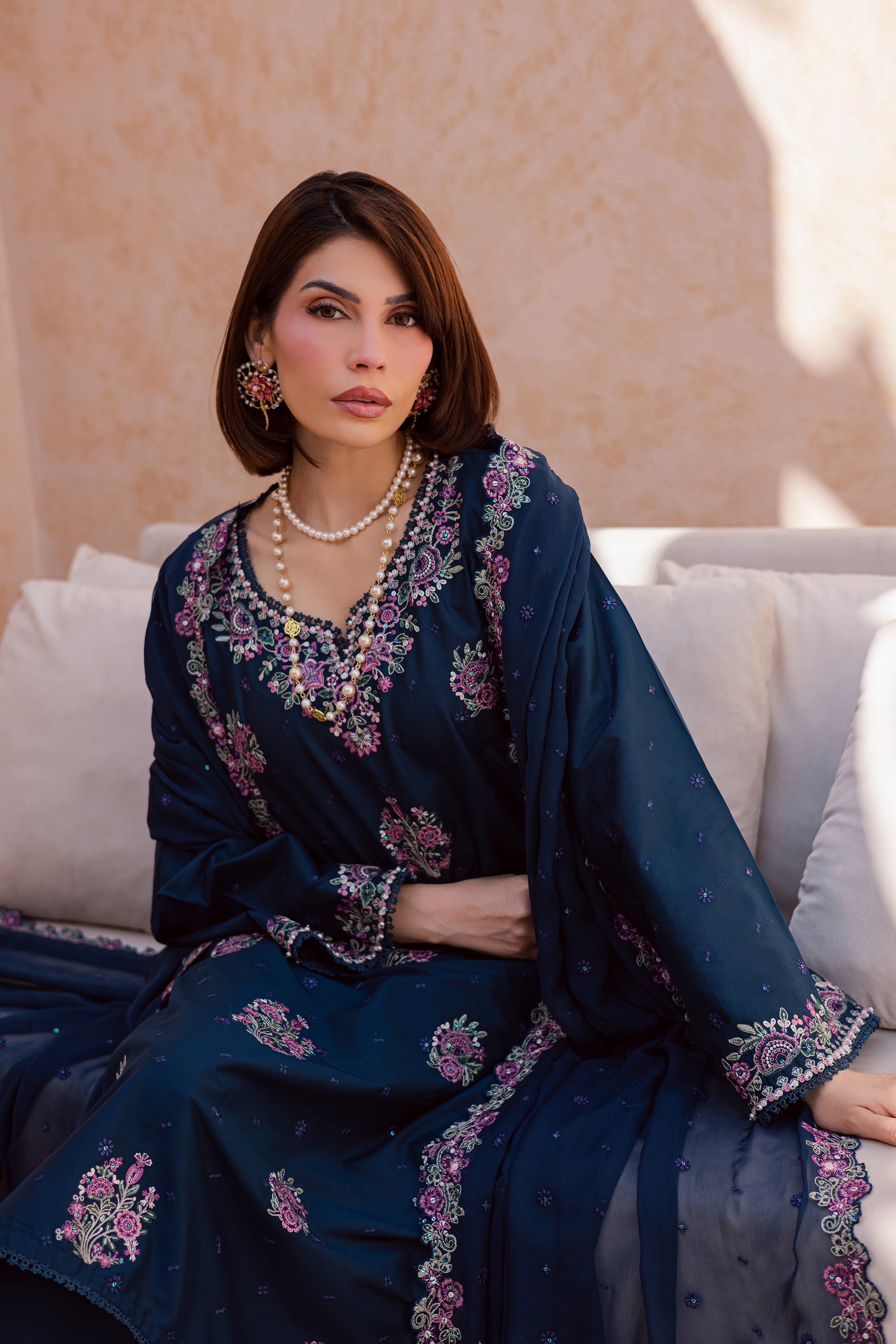 Serelis 3Pc - Festive Embroidered Lawn BATIKEID2026 BATIK XS / Ocean Blue / Pima Lawn-S / Ocean Blue / Pima Lawn-M / Ocean Blue / Pima Lawn-L / Ocean Blue / Pima Lawn-XL / Ocean Blue / Pima Lawn
