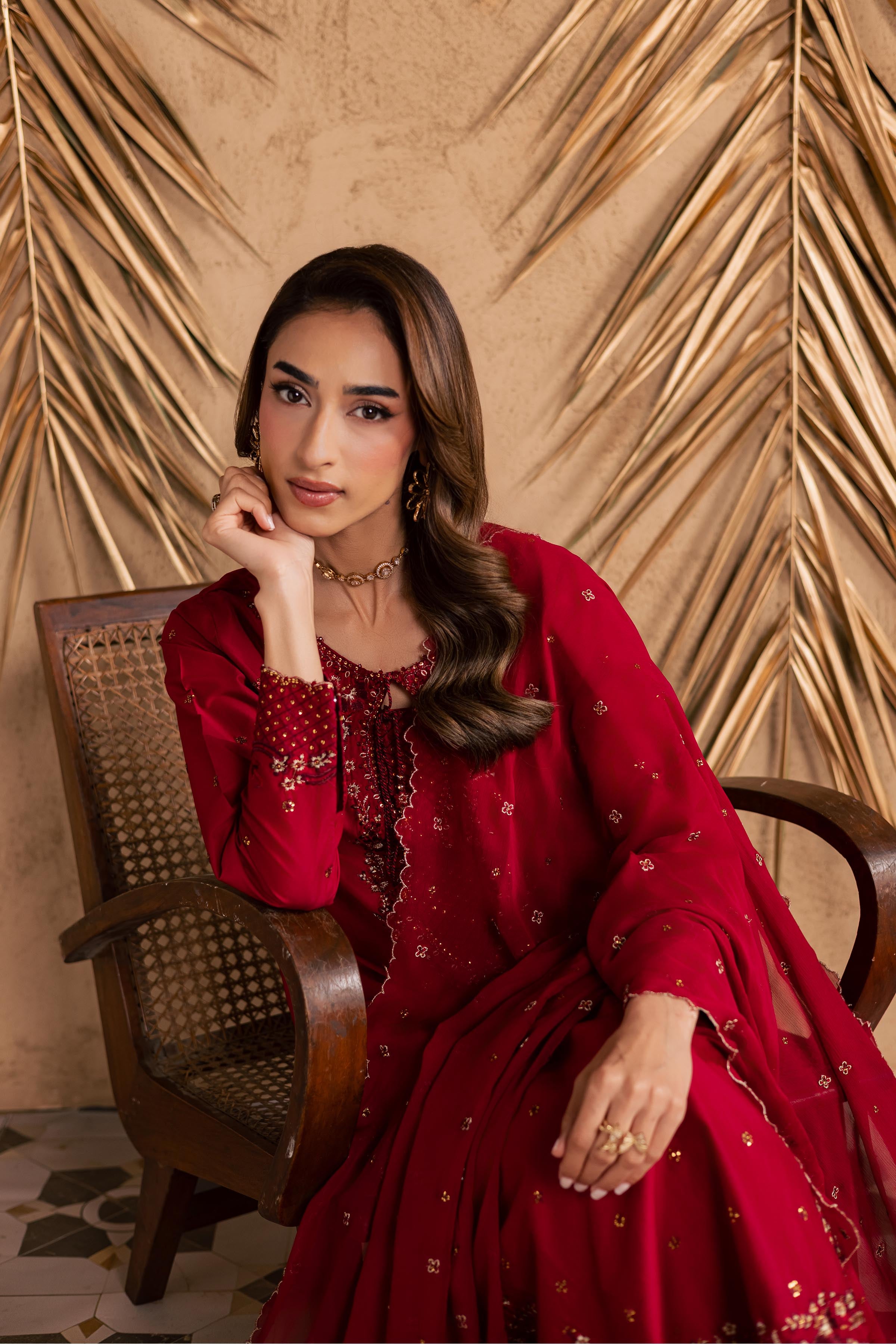 Shaili 3Pc - Embroidered Festive Pret BATIKSS26 BATIK XS / Red / Giza-S / Red / Giza-M / Red / Giza-L / Red / Giza-XL / Red / Giza