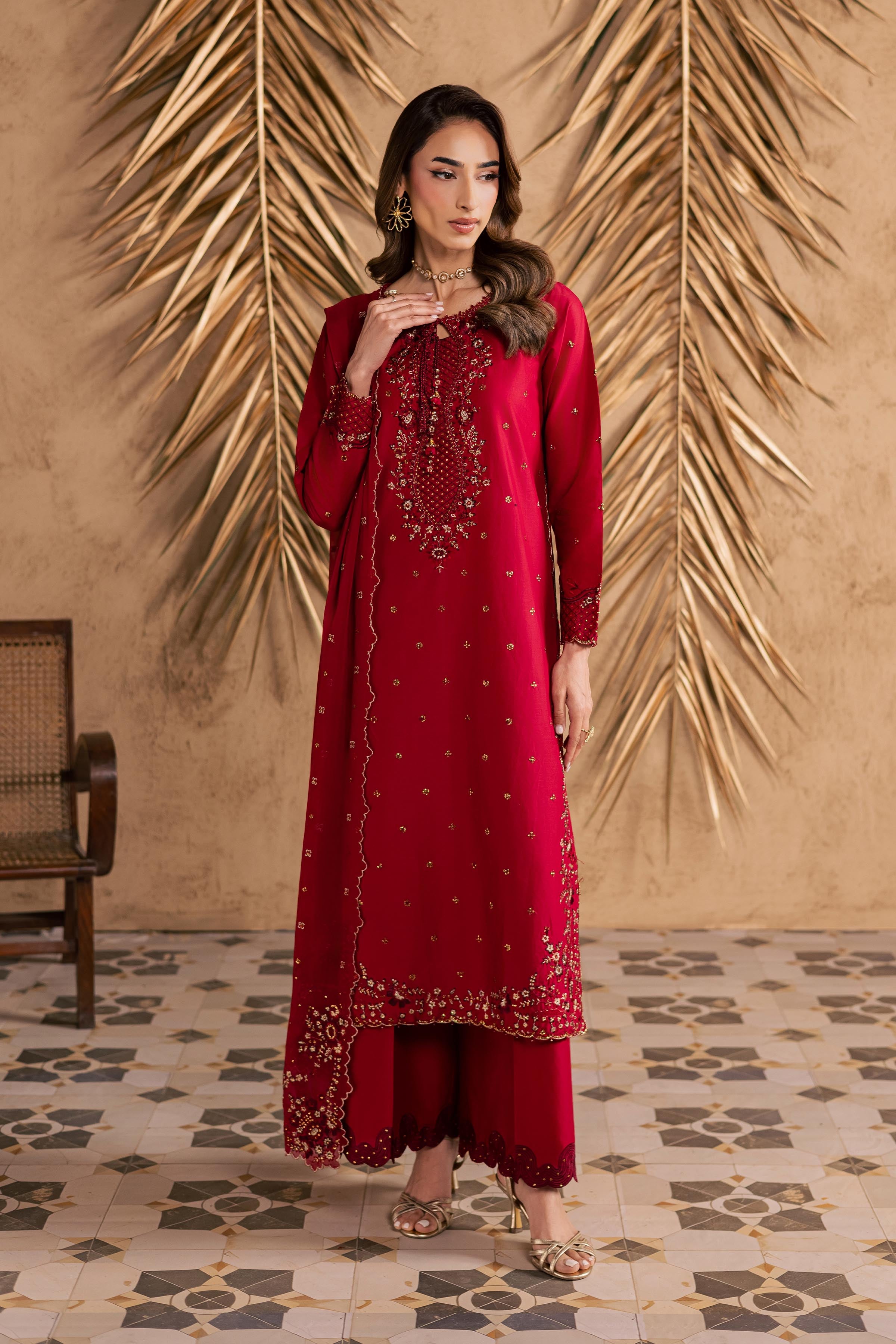 Shaili 3Pc - Embroidered Festive Pret BATIKSS26 BATIK XS / Red / Giza-S / Red / Giza-M / Red / Giza-L / Red / Giza-XL / Red / Giza