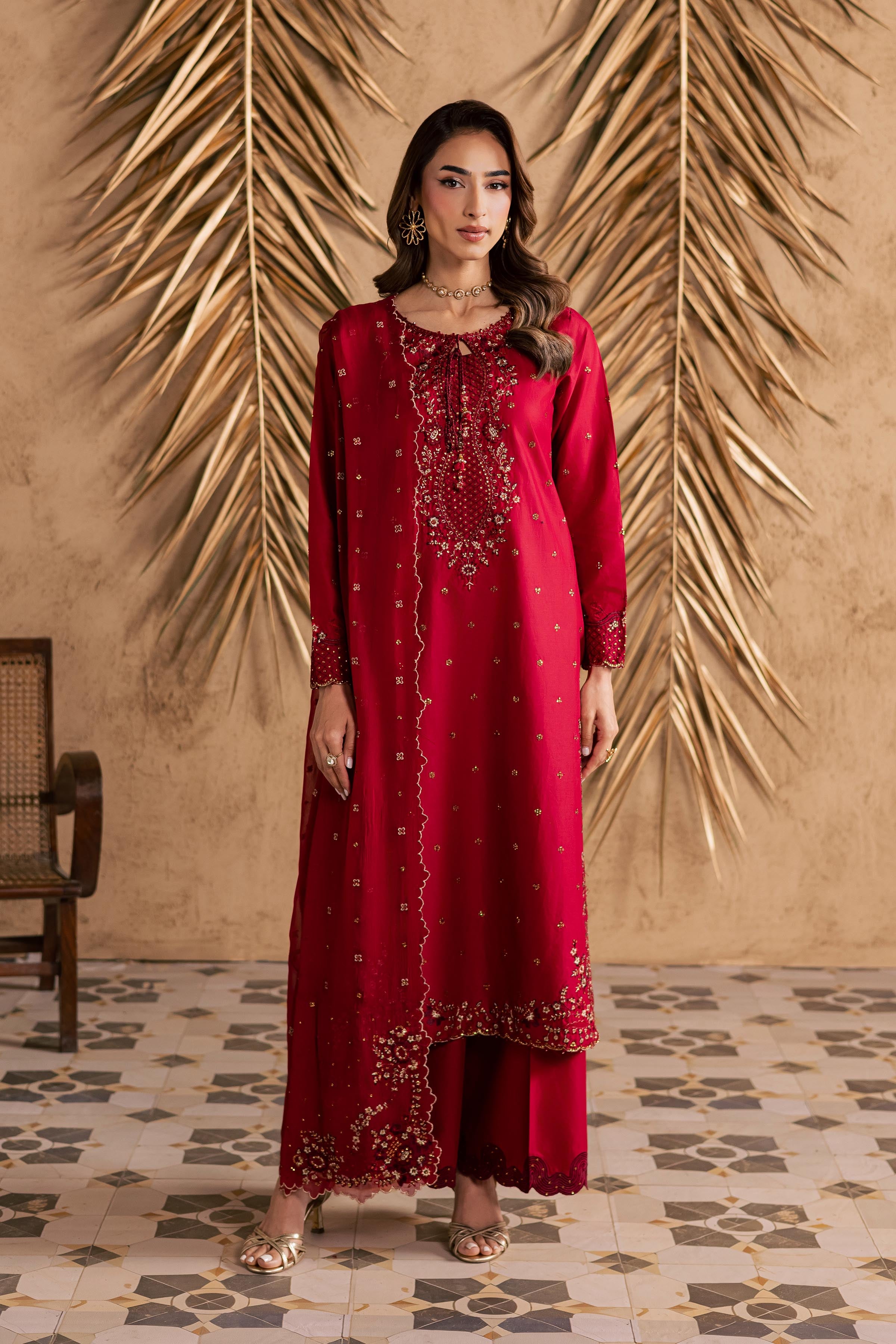 Shaili 3Pc - Embroidered Festive Pret BATIKSS26 BATIK XS / Red / Giza-S / Red / Giza-M / Red / Giza-L / Red / Giza-XL / Red / Giza
