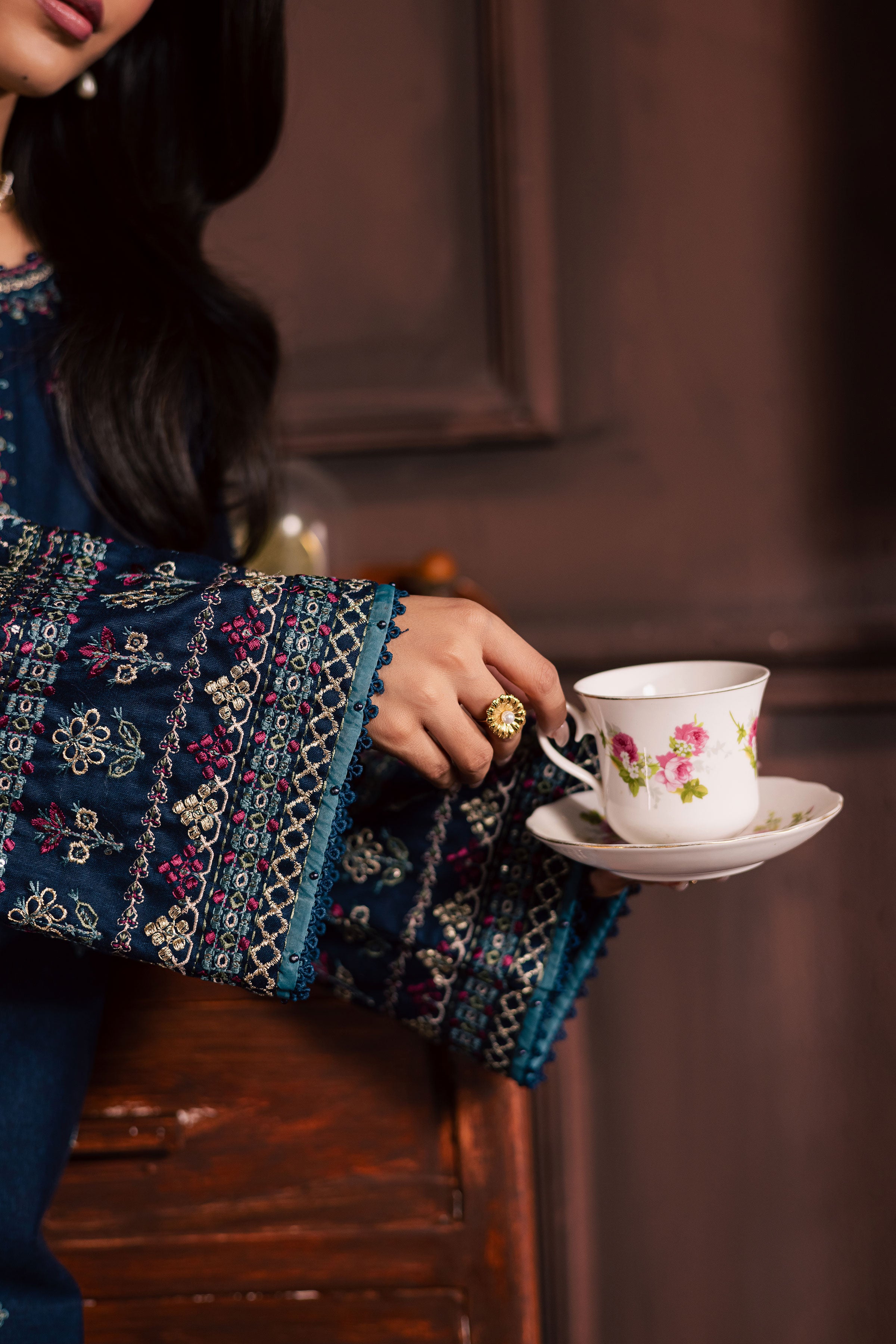 Shajjar 2Pc - Embroidered Karandi Dress BATIK WINTER PRET 2025 BATIK XS / Navy Blue / Karandi-S / Navy Blue / Karandi-M / Navy Blue / Karandi-L / Navy Blue / Karandi-XL / Navy Blue / Karandi