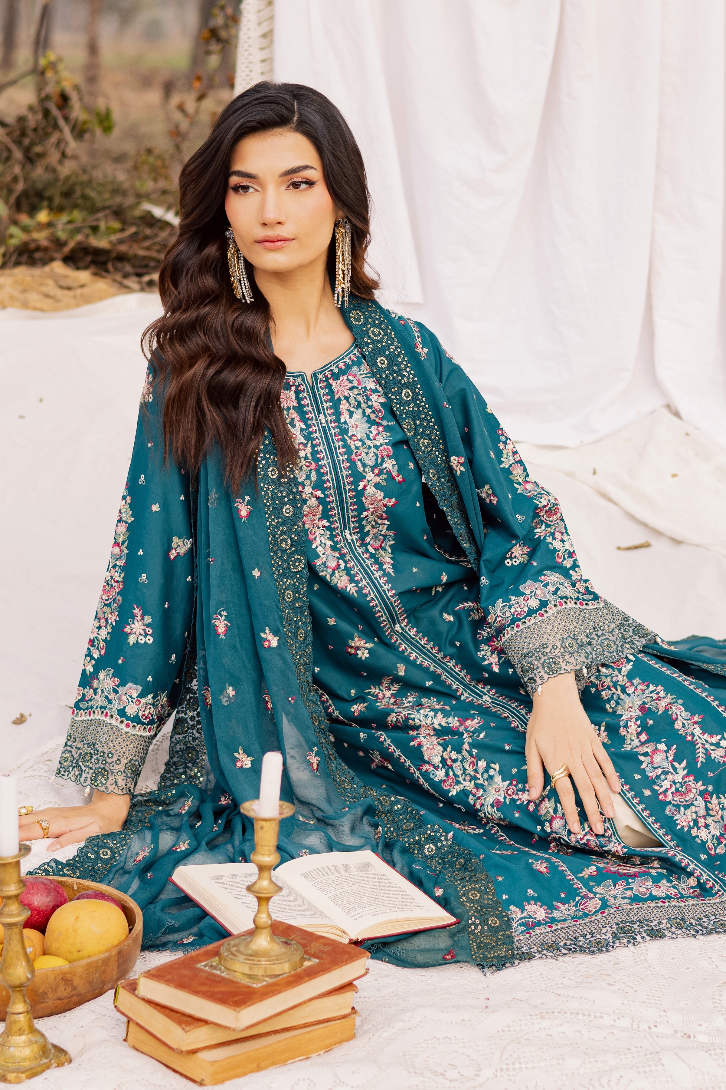 Shane 3Pc - Festive Embroidered Lawn BATIKEID2026 BATIK XS / Zinc / Pima Lawn-S / Zinc / Pima Lawn-M / Zinc / Pima Lawn-L / Zinc / Pima Lawn-XL / Zinc / Pima Lawn