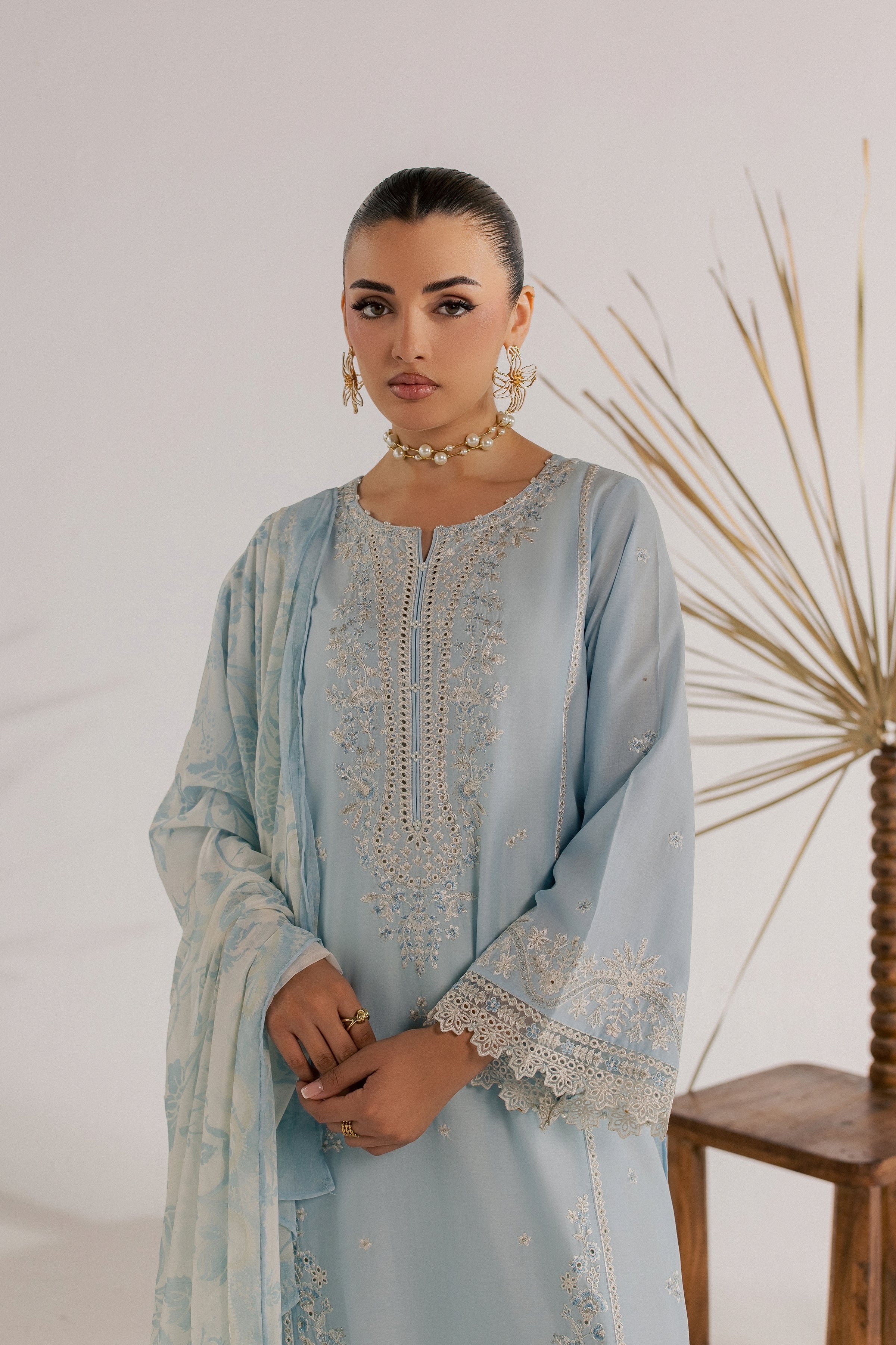 Shikast 3Pc - Luxury Embroidered Lawn BATIKSS26 BATIK XS / Dream Blue / Pima Lawn-S / Dream Blue / Pima Lawn-M / Dream Blue / Pima Lawn-L / Dream Blue / Pima Lawn-XL / Dream Blue / Pima Lawn