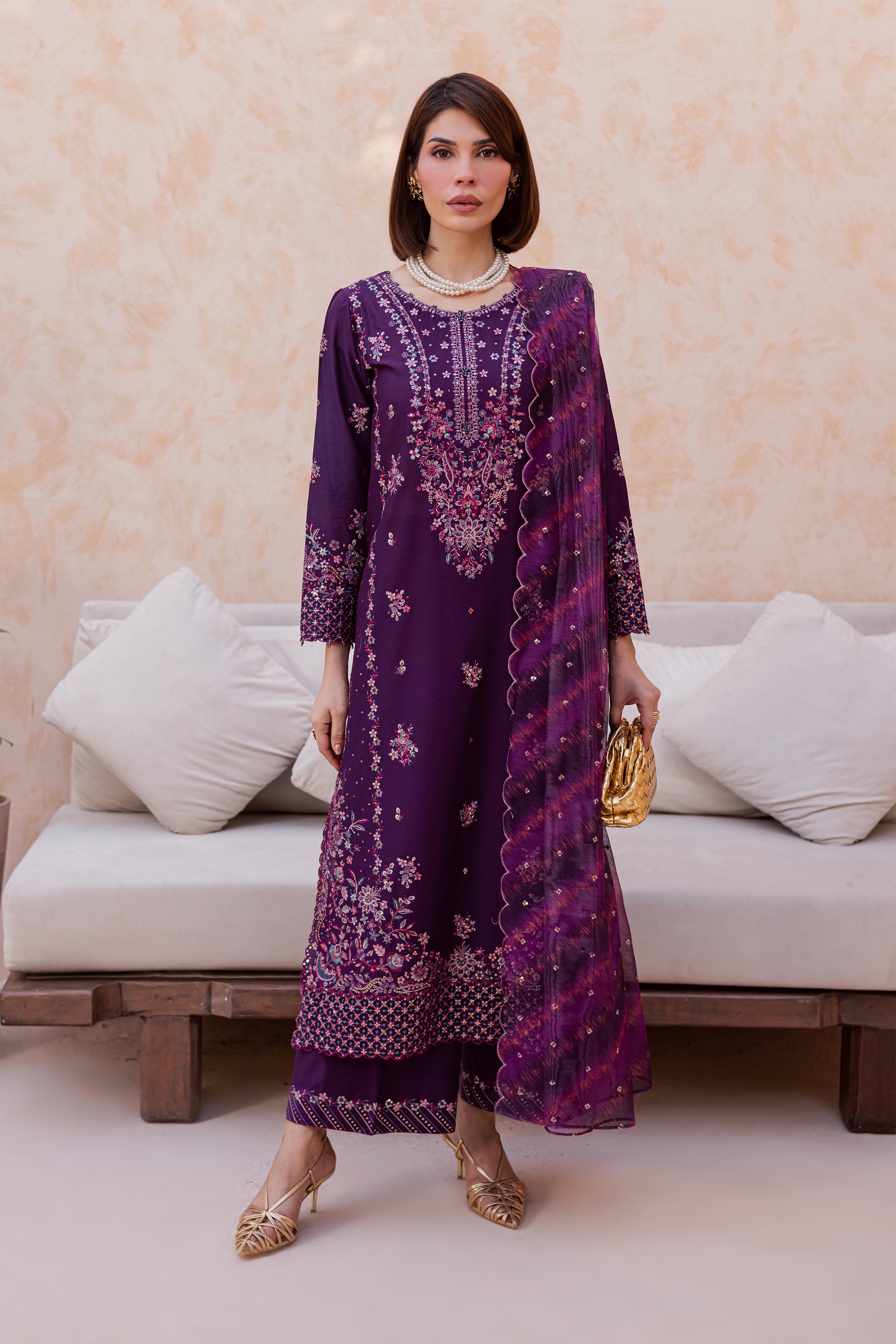 Shimmer 3Pc - Festive Embroidered Lawn BATIKEID2026 BATIK XS / Purple / Pima Lawn-S / Purple / Pima Lawn-M / Purple / Pima Lawn-L / Purple / Pima Lawn-XL / Purple / Pima Lawn
