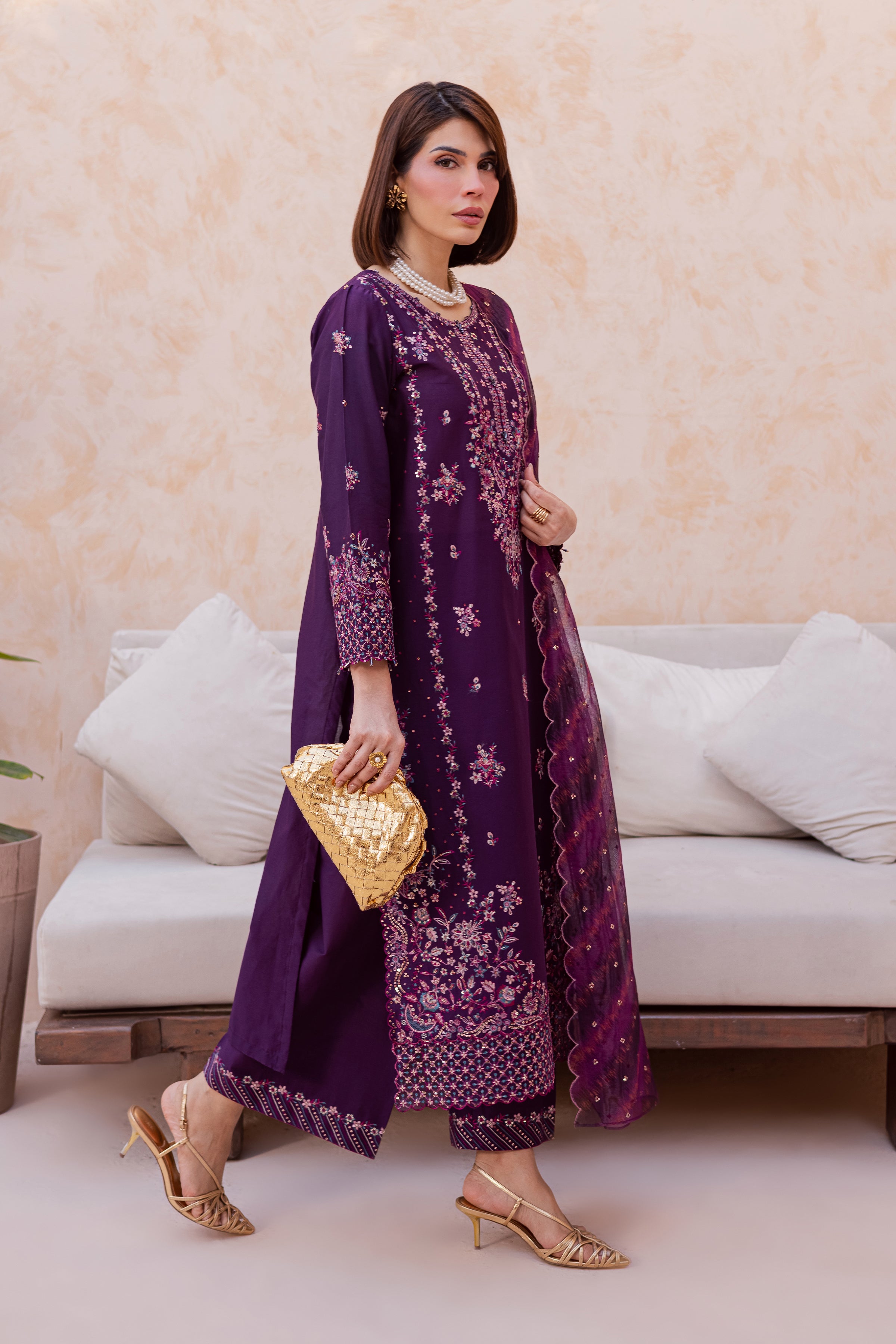 Shimmer 3Pc - Festive Embroidered Lawn BATIKEID2026 BATIK XS / Purple / Pima Lawn-S / Purple / Pima Lawn-M / Purple / Pima Lawn-L / Purple / Pima Lawn-XL / Purple / Pima Lawn