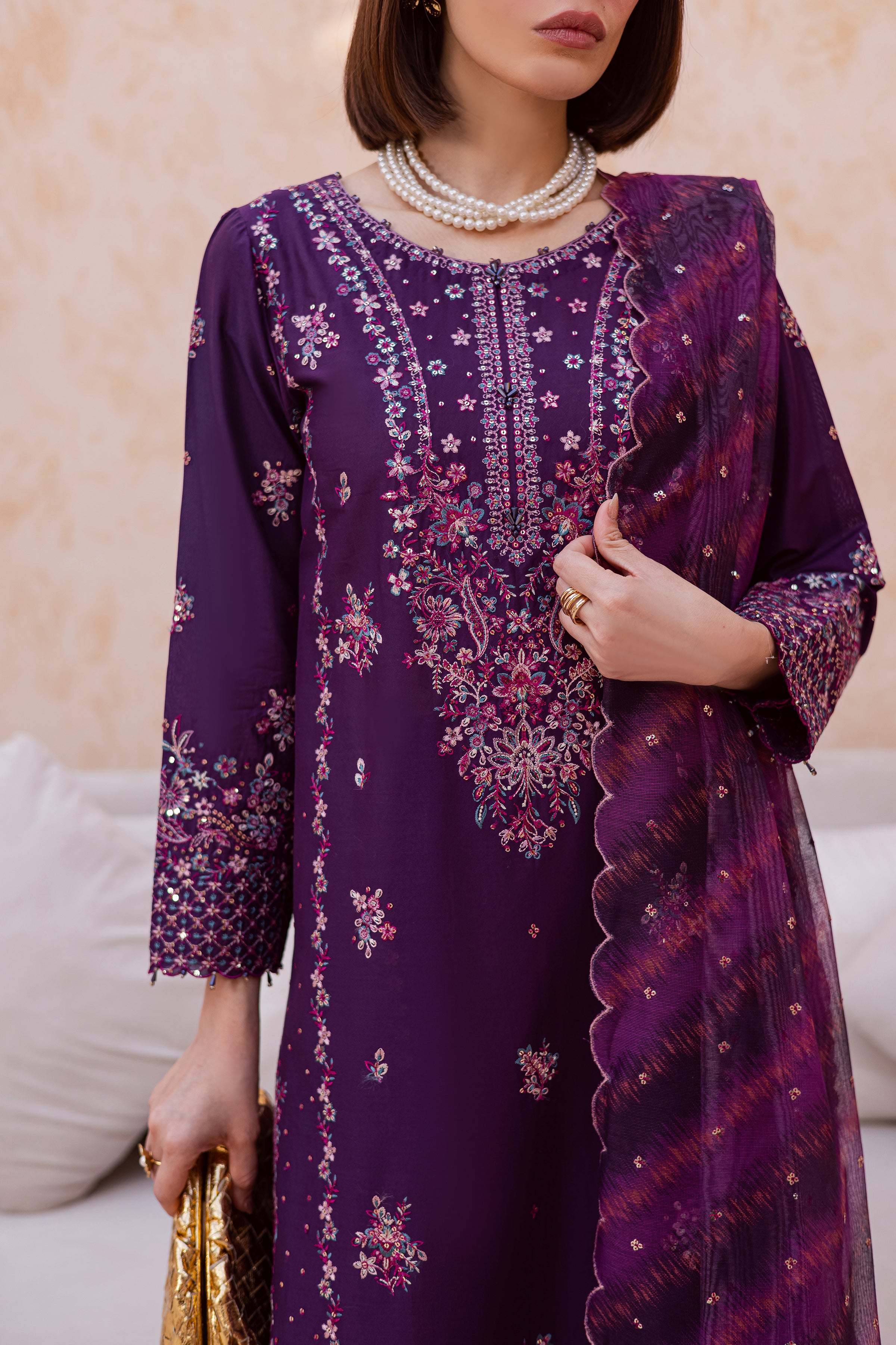 Shimmer 3Pc - Festive Embroidered Lawn BATIKEID2026 BATIK XS / Purple / Pima Lawn-S / Purple / Pima Lawn-M / Purple / Pima Lawn-L / Purple / Pima Lawn-XL / Purple / Pima Lawn