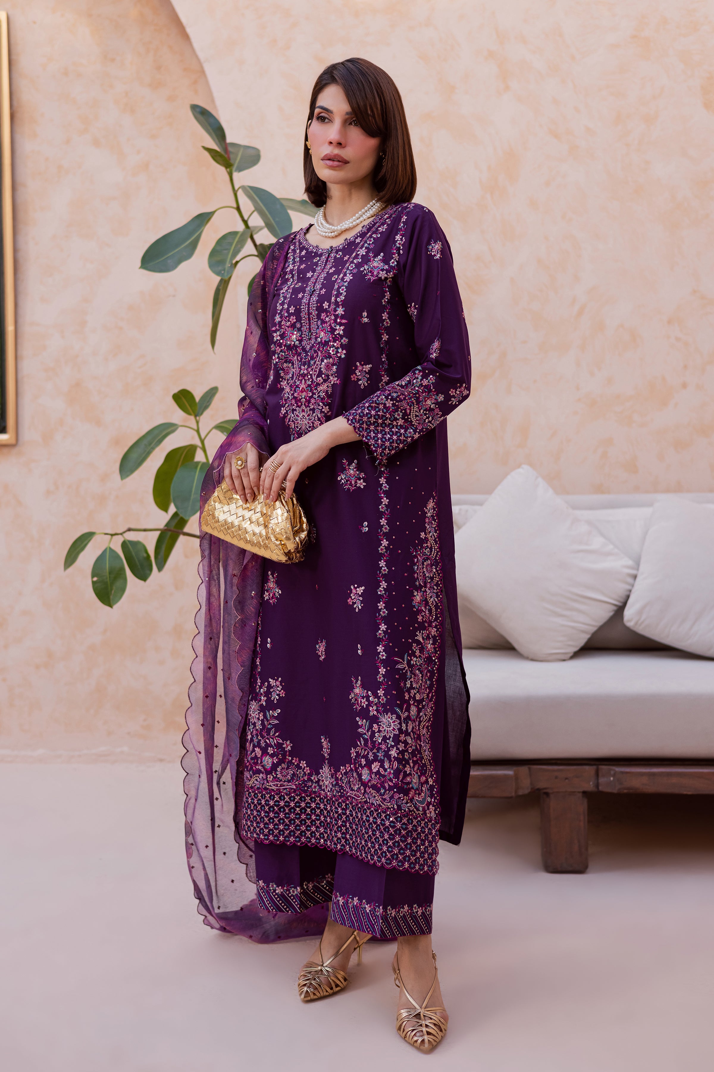 Shimmer 3Pc - Festive Embroidered Lawn BATIKEID2026 BATIK XS / Purple / Pima Lawn-S / Purple / Pima Lawn-M / Purple / Pima Lawn-L / Purple / Pima Lawn-XL / Purple / Pima Lawn