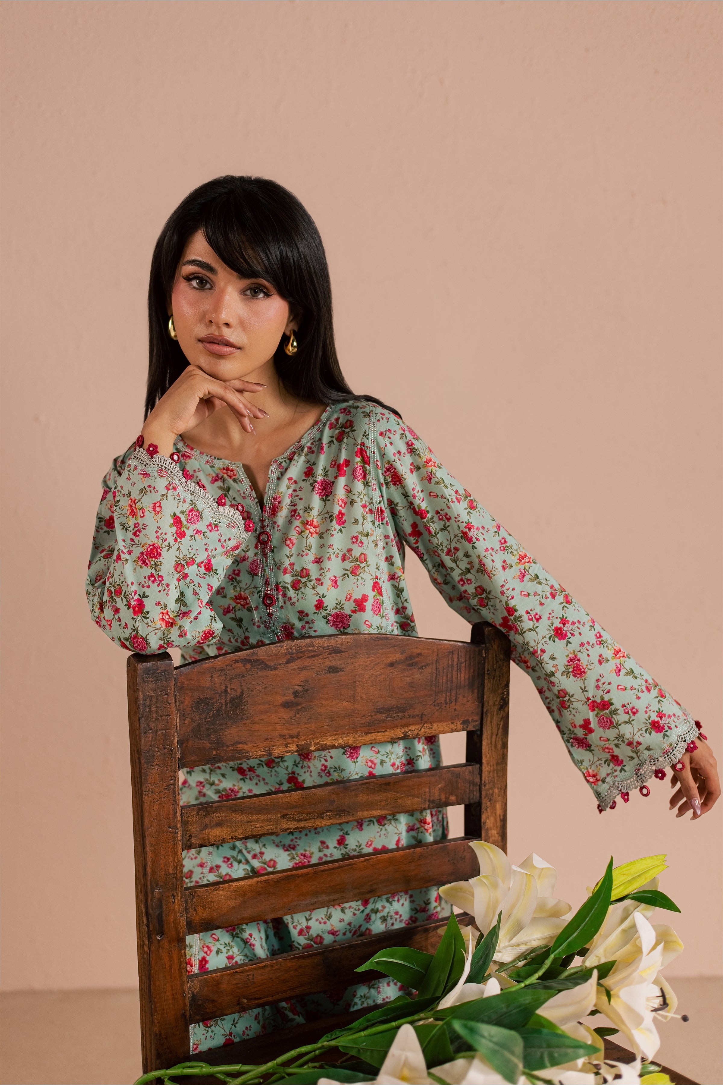 Shirleen 2Pc - Printed Lawn Dress BATIKSS26 BATIK XS / Ice Blue / Lawn-S / Ice Blue / Lawn-M / Ice Blue / Lawn-L / Ice Blue / Lawn-XL / Ice Blue / Lawn