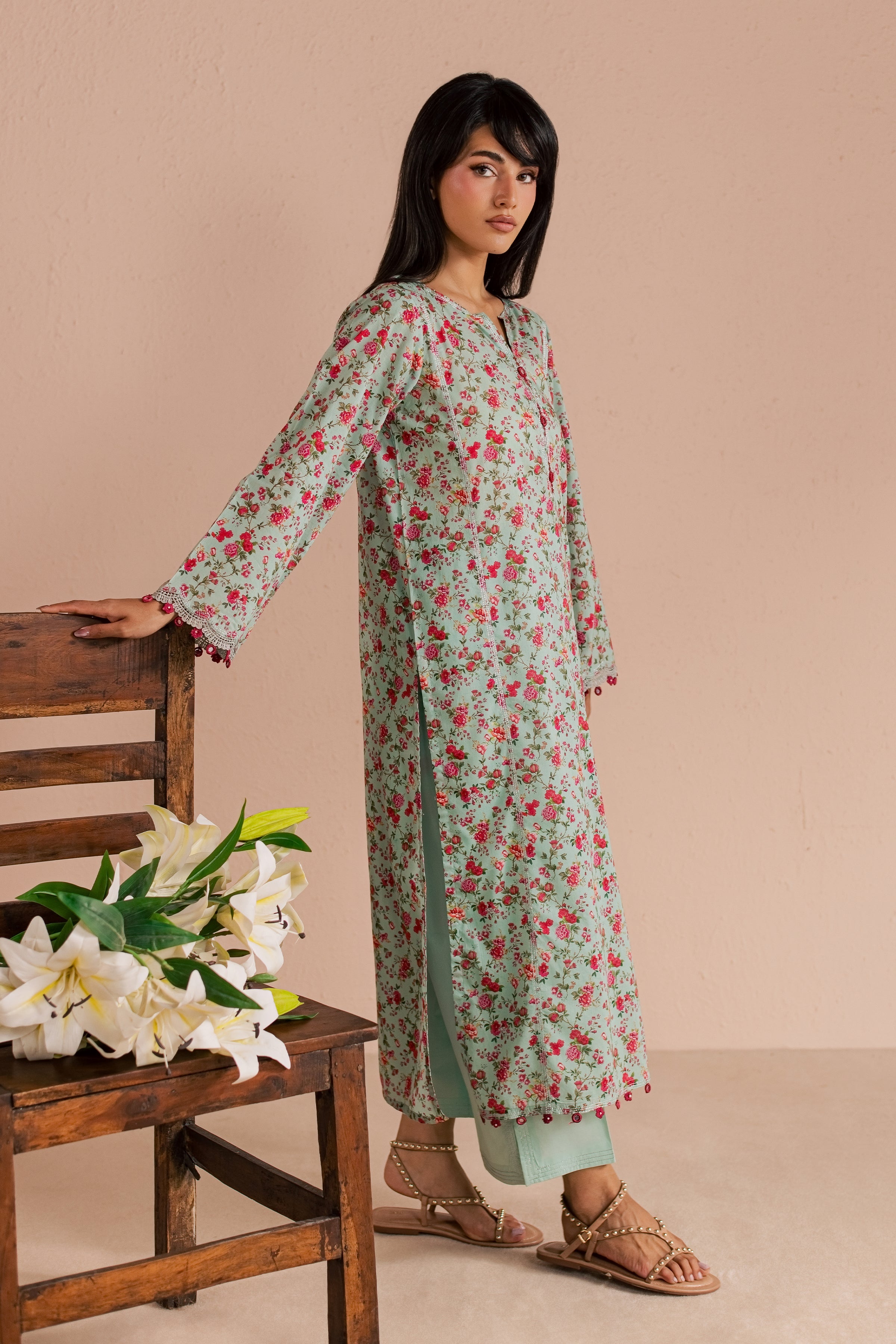 Shirleen 2Pc - Printed Lawn Dress BATIKSS26 BATIK XS / Ice Blue / Lawn-S / Ice Blue / Lawn-M / Ice Blue / Lawn-L / Ice Blue / Lawn-XL / Ice Blue / Lawn