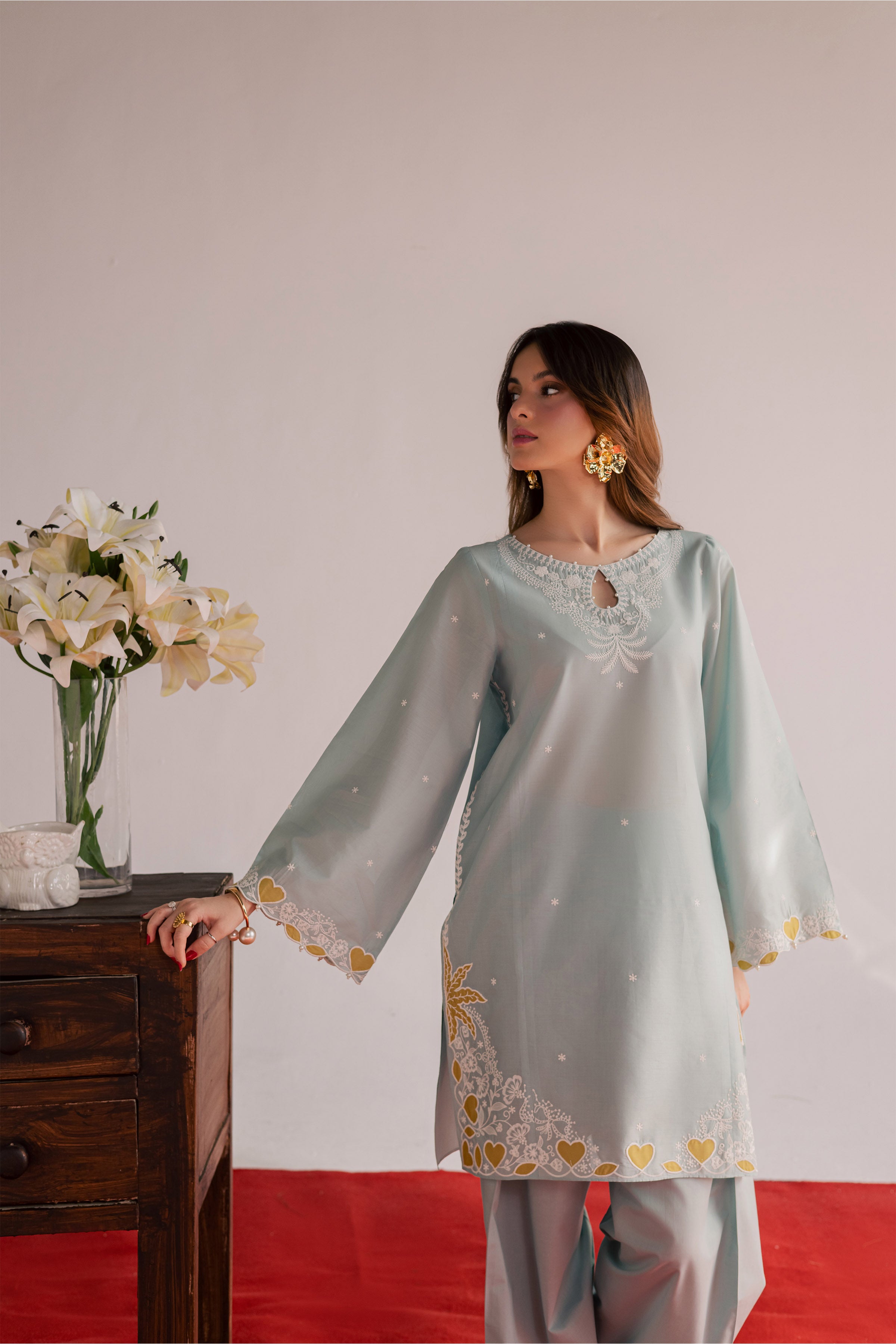 Shooting Star 2Pc - Embroidered Lawn Dress EverydayEdit26 BATIK XS / Ice Blue / Pima Lawn-S / Ice Blue / Pima Lawn-M / Ice Blue / Pima Lawn-L / Ice Blue / Pima Lawn-XL / Ice Blue / Pima Lawn