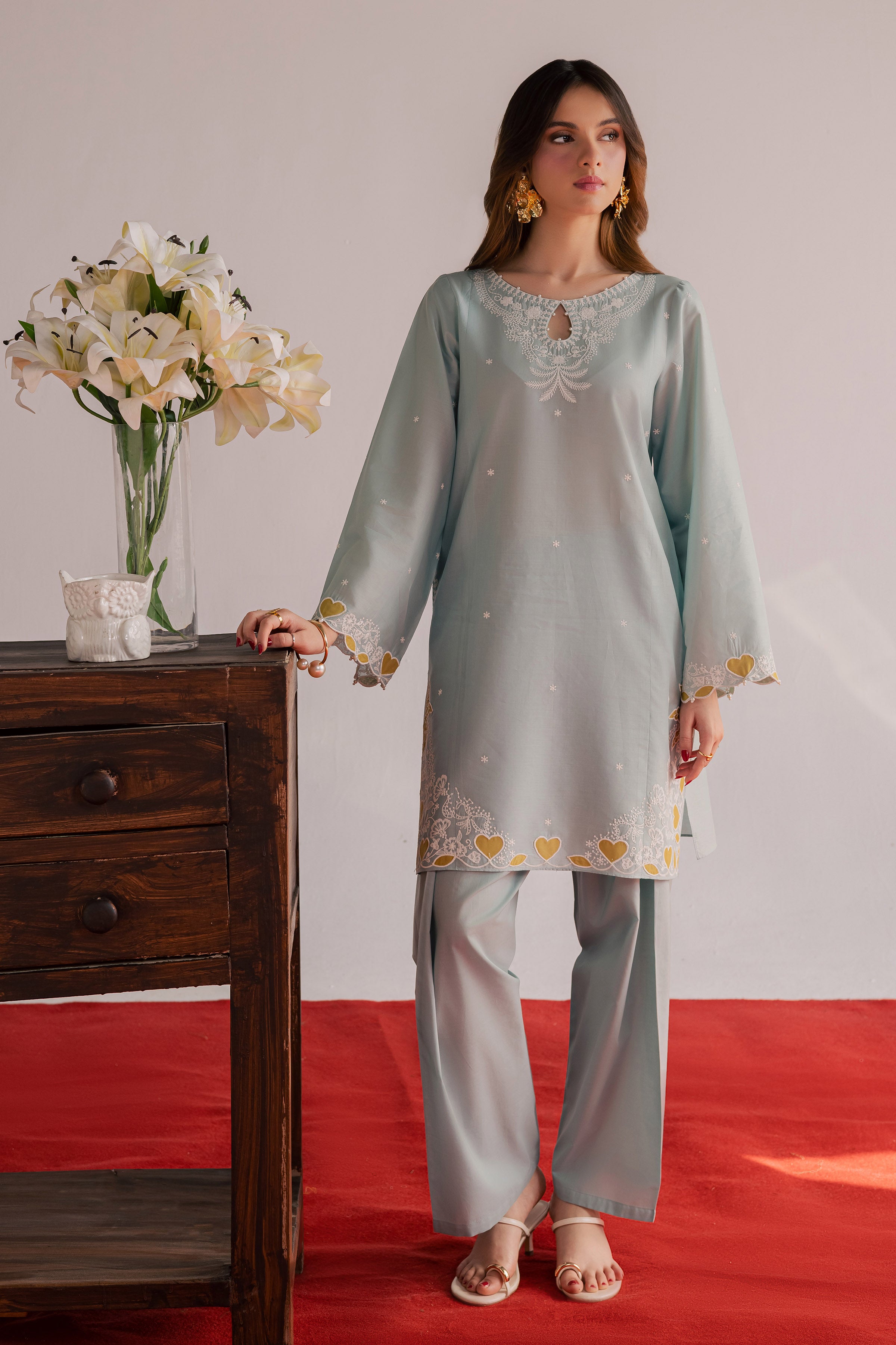 Shooting Star 2Pc - Embroidered Lawn Dress EverydayEdit26 BATIK XS / Ice Blue / Pima Lawn-S / Ice Blue / Pima Lawn-M / Ice Blue / Pima Lawn-L / Ice Blue / Pima Lawn-XL / Ice Blue / Pima Lawn