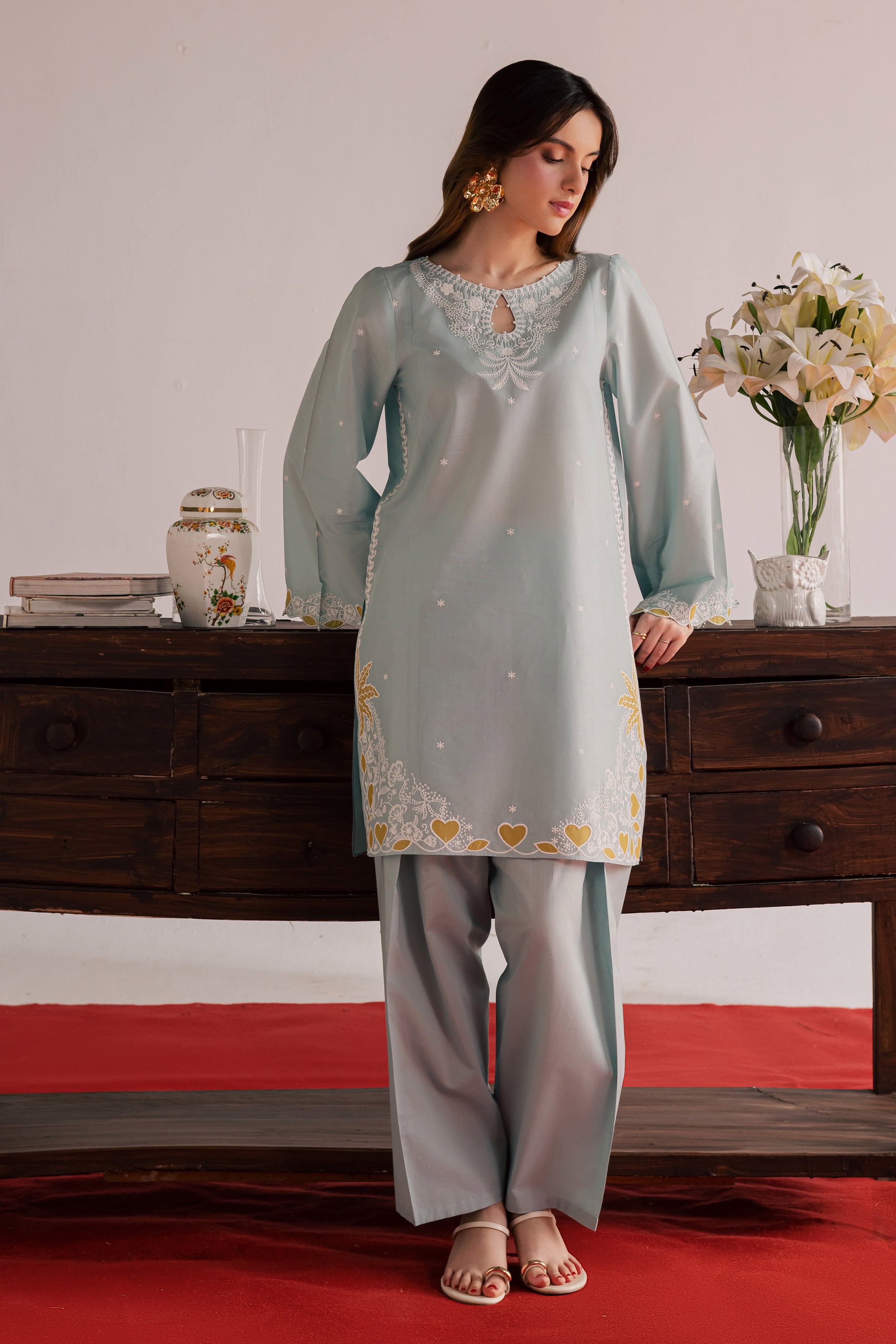Shooting Star 2Pc - Embroidered Lawn Dress EverydayEdit26 BATIK XS / Ice Blue / Pima Lawn-S / Ice Blue / Pima Lawn-M / Ice Blue / Pima Lawn-L / Ice Blue / Pima Lawn-XL / Ice Blue / Pima Lawn