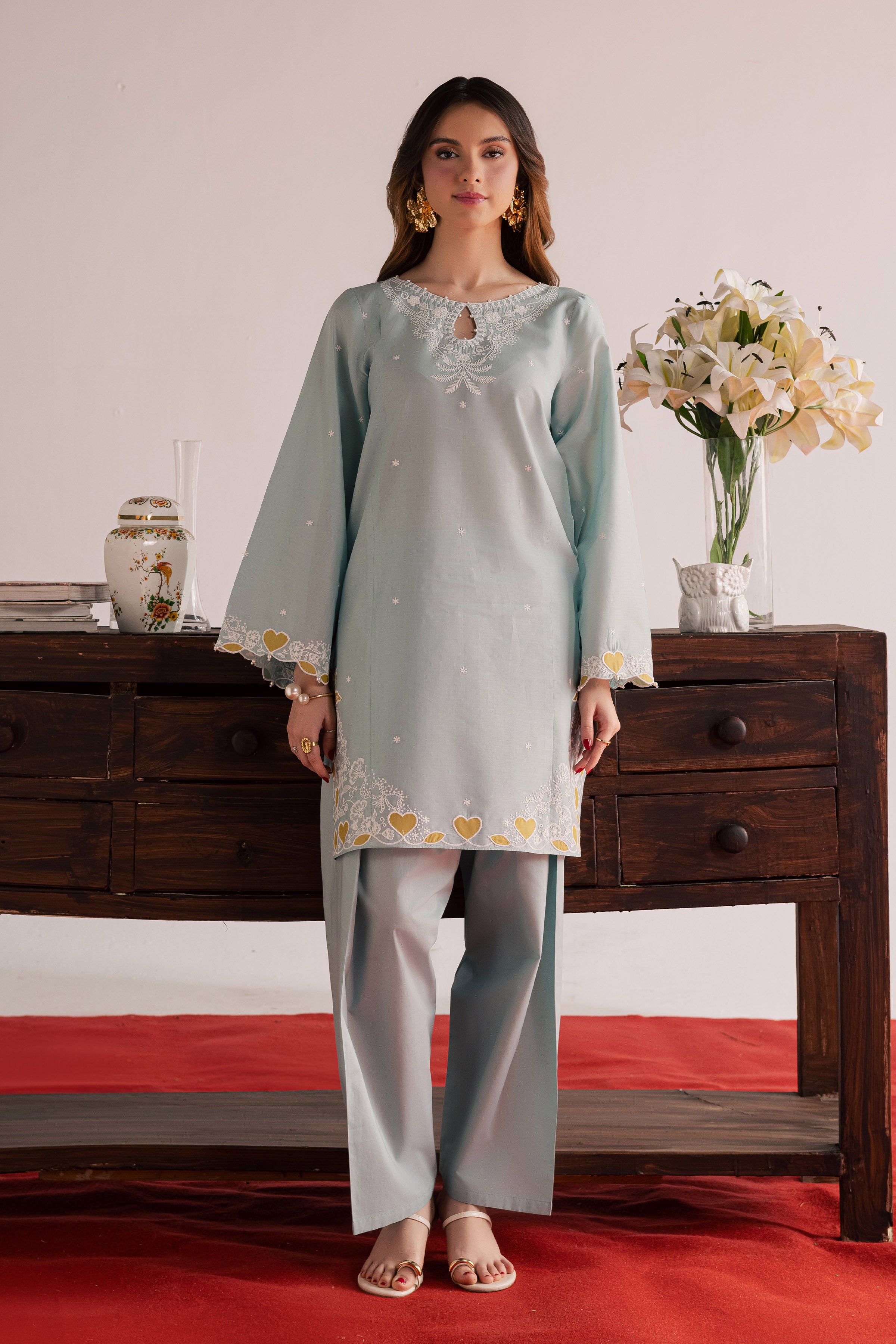 Shooting Star 2Pc - Embroidered Lawn Dress EverydayEdit26 BATIK XS / Ice Blue / Pima Lawn-S / Ice Blue / Pima Lawn-M / Ice Blue / Pima Lawn-L / Ice Blue / Pima Lawn-XL / Ice Blue / Pima Lawn