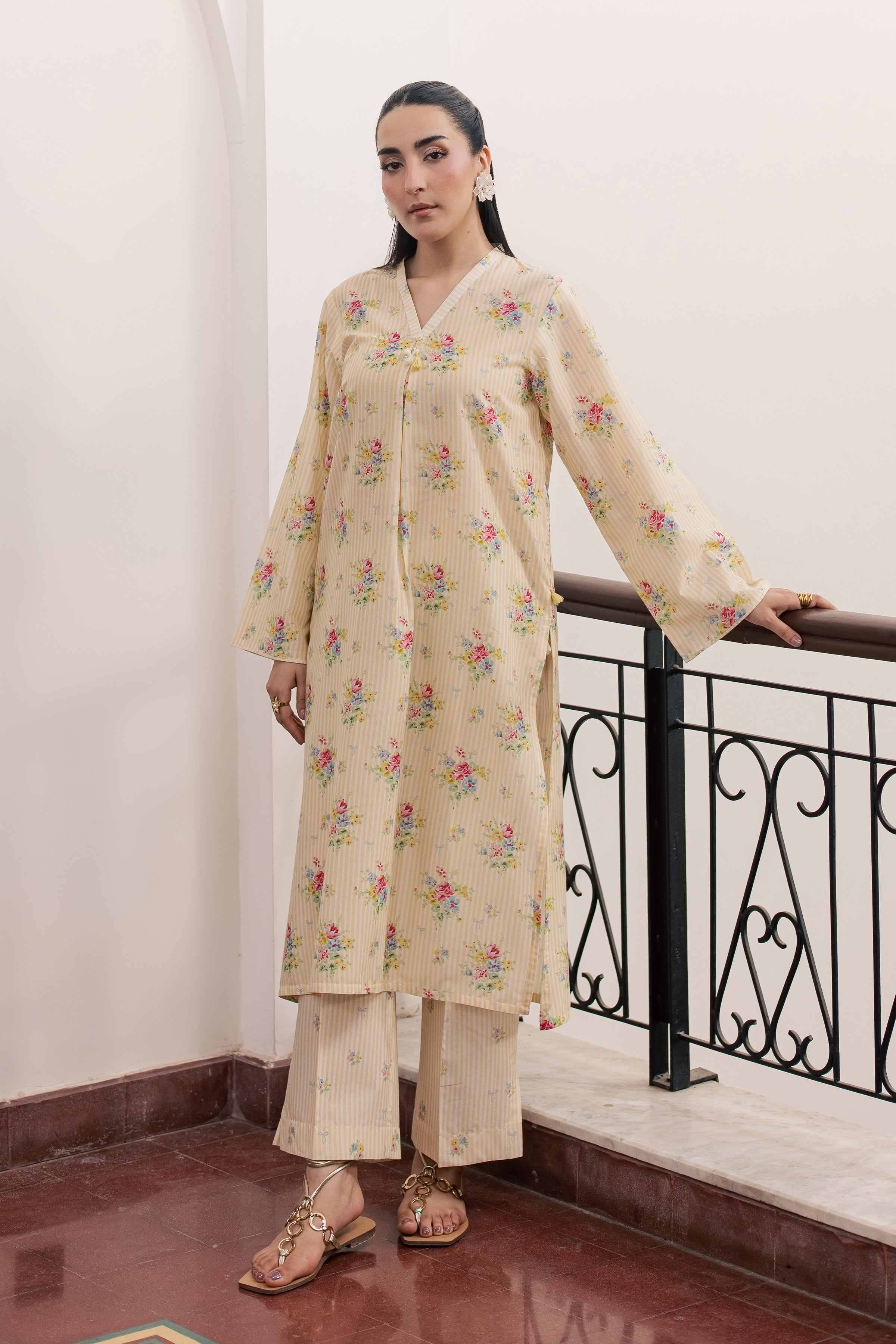Sid 2Pc - Printed Lawn Dress BATIKSS26 BATIK XS / Yellow / Lawn-S / Yellow / Lawn-M / Yellow / Lawn-L / Yellow / Lawn-XL / Yellow / Lawn