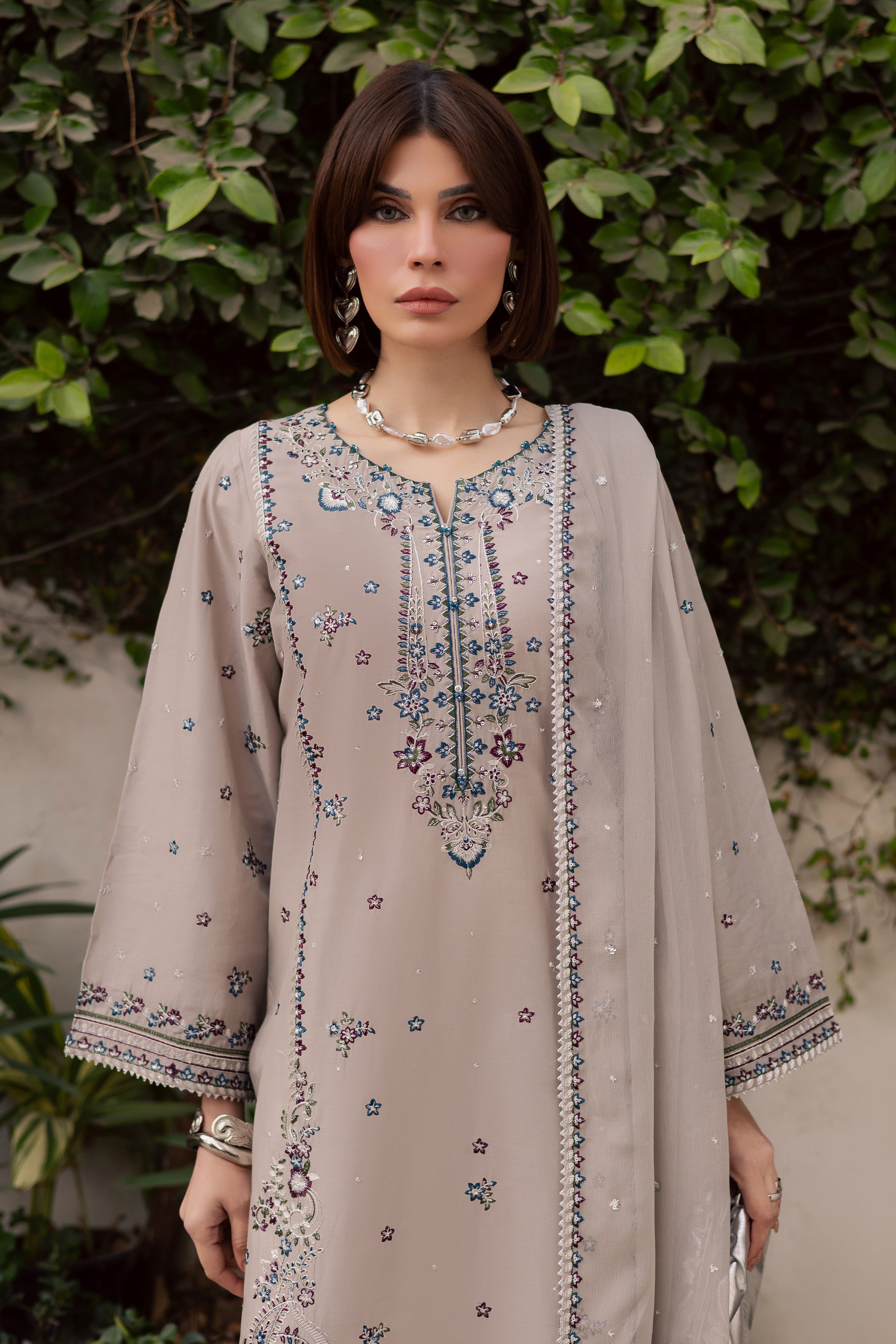 Silversun 3Pc - Festive Embroidered Lawn BATIKEID2026 BATIK XS / Grey / Pima Lawn-S / Grey / Pima Lawn-M / Grey / Pima Lawn-L / Grey / Pima Lawn-XL / Grey / Pima Lawn