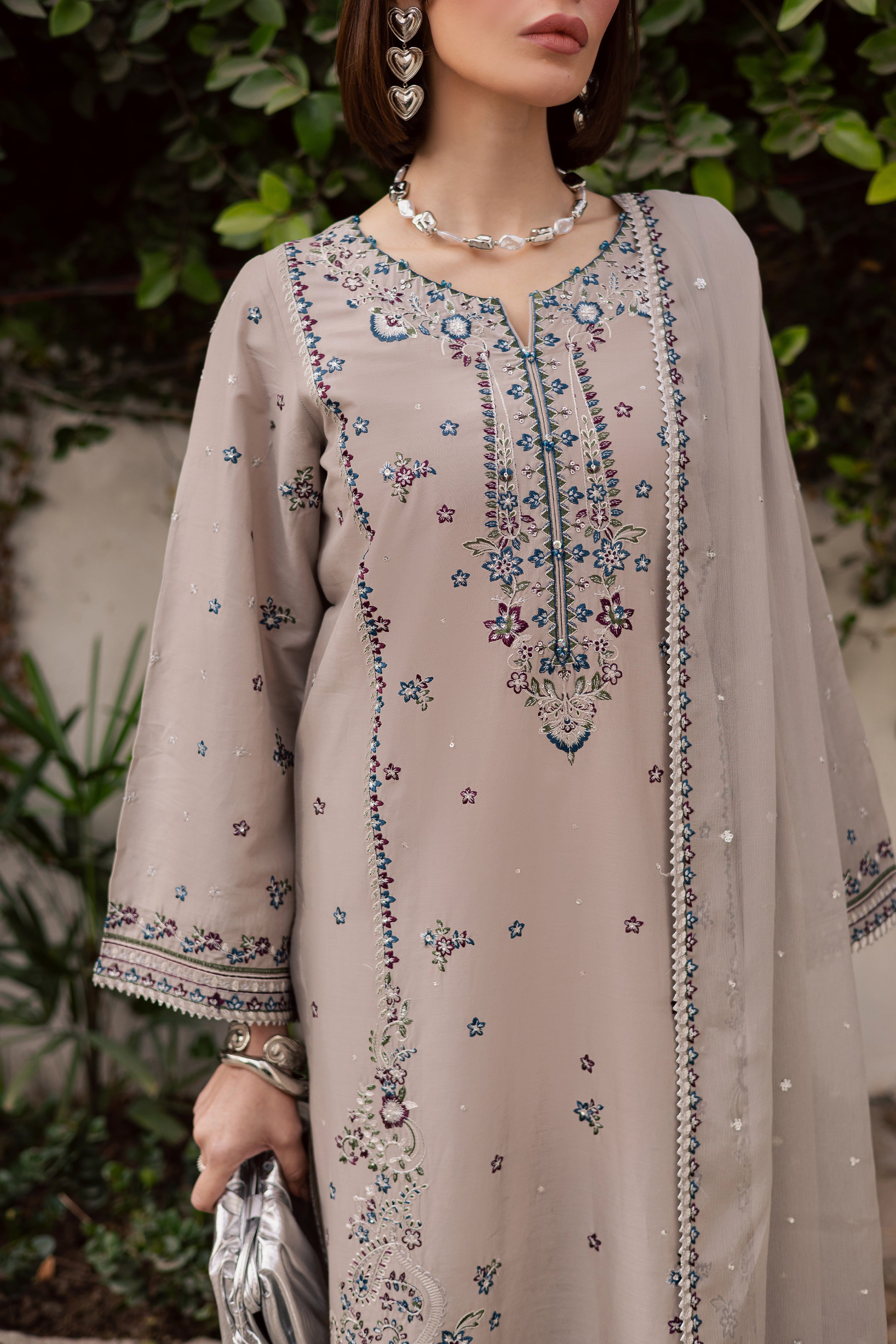 Silversun 3Pc - Festive Embroidered Lawn BATIKEID2026 BATIK XS / Grey / Pima Lawn-S / Grey / Pima Lawn-M / Grey / Pima Lawn-L / Grey / Pima Lawn-XL / Grey / Pima Lawn