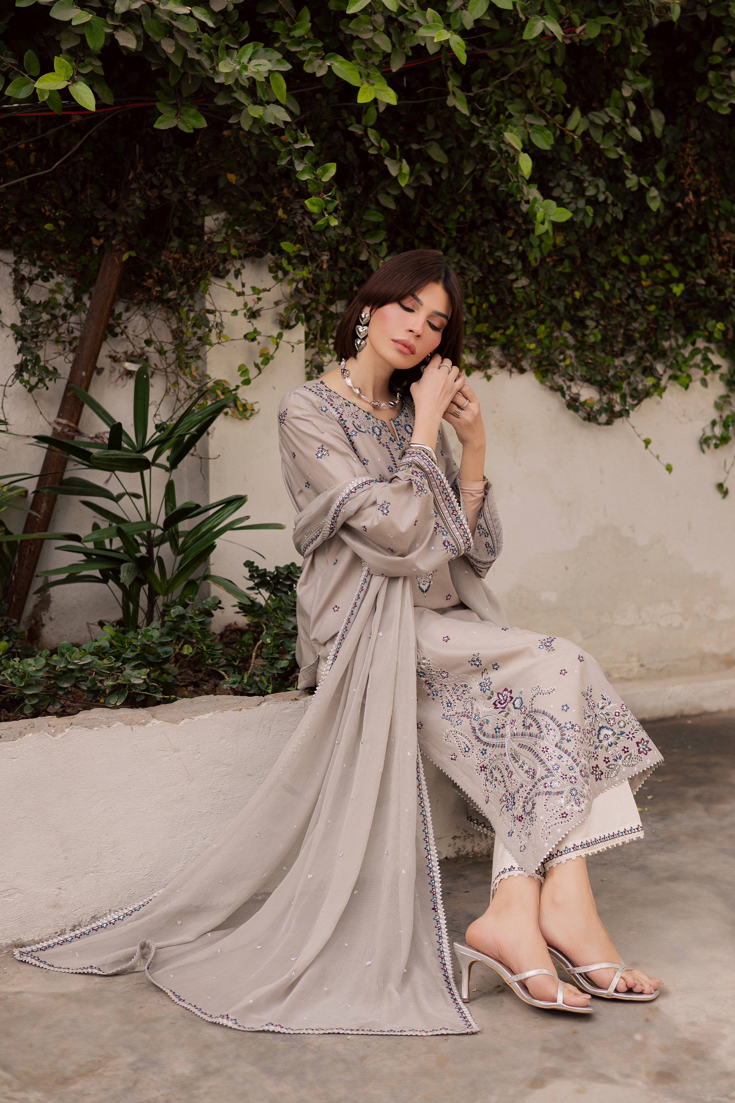 Silversun 3Pc - Festive Embroidered Lawn BATIKEID2026 BATIK XS / Grey / Pima Lawn-S / Grey / Pima Lawn-M / Grey / Pima Lawn-L / Grey / Pima Lawn-XL / Grey / Pima Lawn