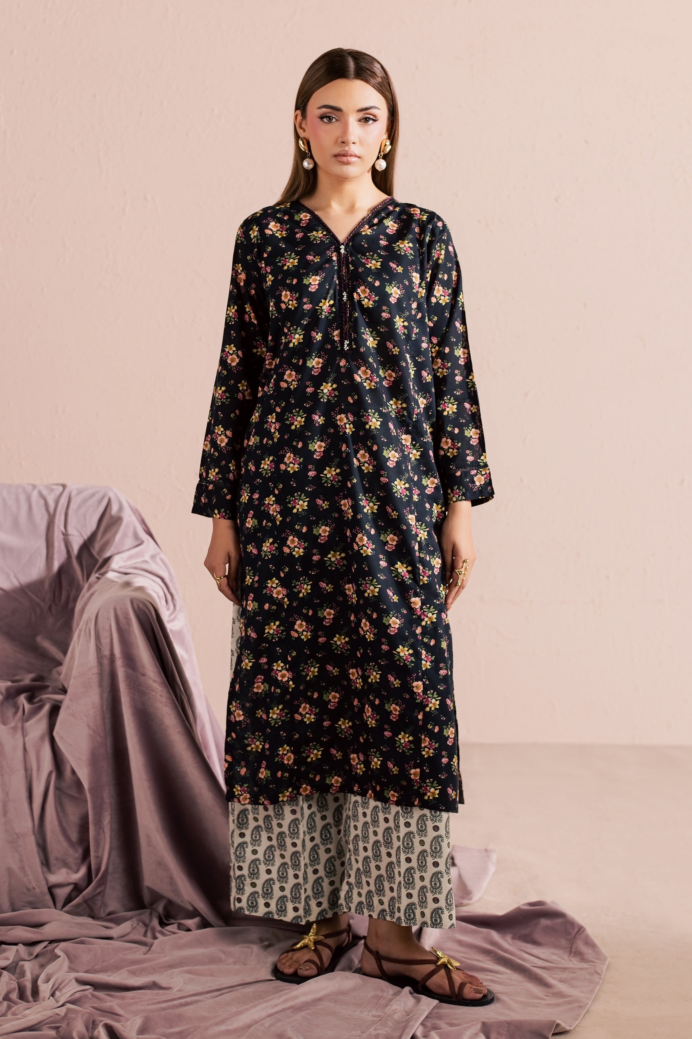 Siri 2Pc - Printed Lawn Dress BATIKSS26 BATIK XS / Black / Lawn-S / Black / Lawn-M / Black / Lawn-L / Black / Lawn-XL / Black / Lawn