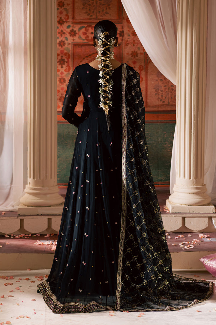 Siyah Mehmal  3Pc - Chiffon Wedding Frock BATIKLuxePRET2025  BATIK   S / Black / Chiffon & Raw Silk-M / Black / Chiffon & Raw Silk-L / Black / Chiffon & Raw Silk