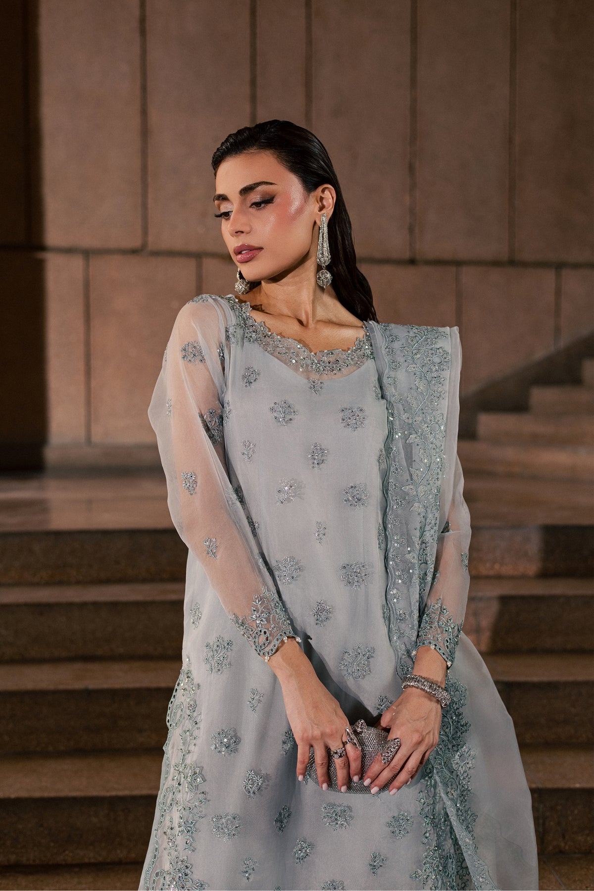 Sky Mirielle 3Pc - Festive Luxe Pret BATIKLUXESEP26 BATIK XS / Sky Blue / Organza