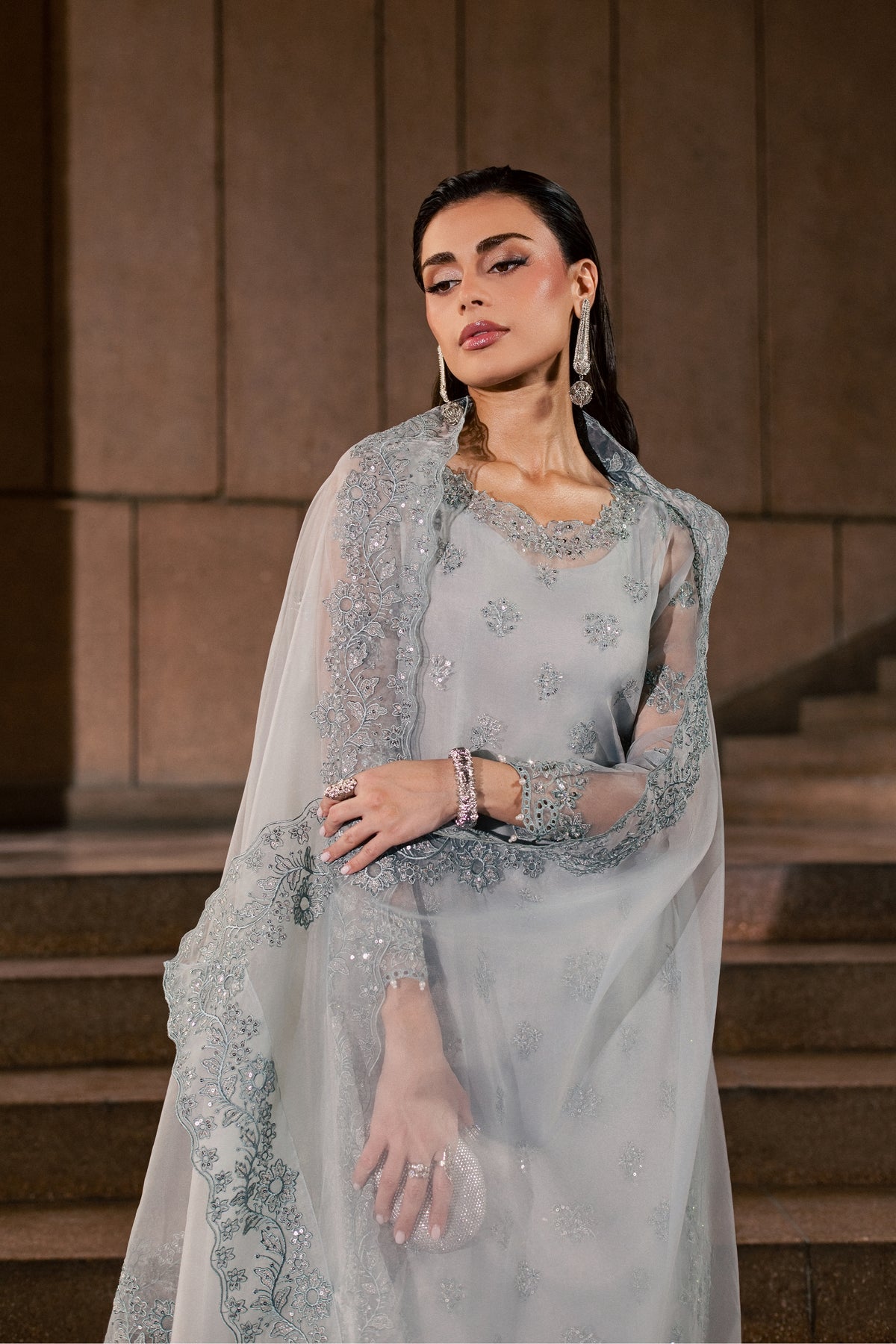 Sky Mirielle 3Pc - Festive Luxe Pret BATIKLUXESEP26 BATIK XS / Sky Blue / Organza