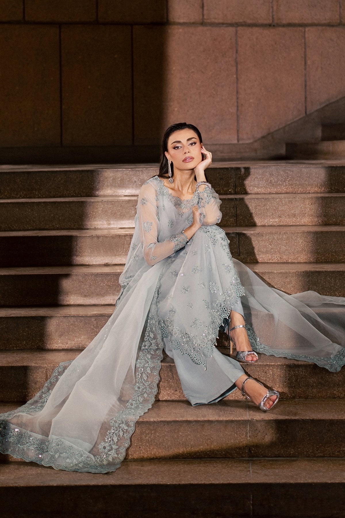 Sky Mirielle 3Pc - Festive Luxe Pret BATIKLUXESEP26 BATIK XS / Sky Blue / Organza