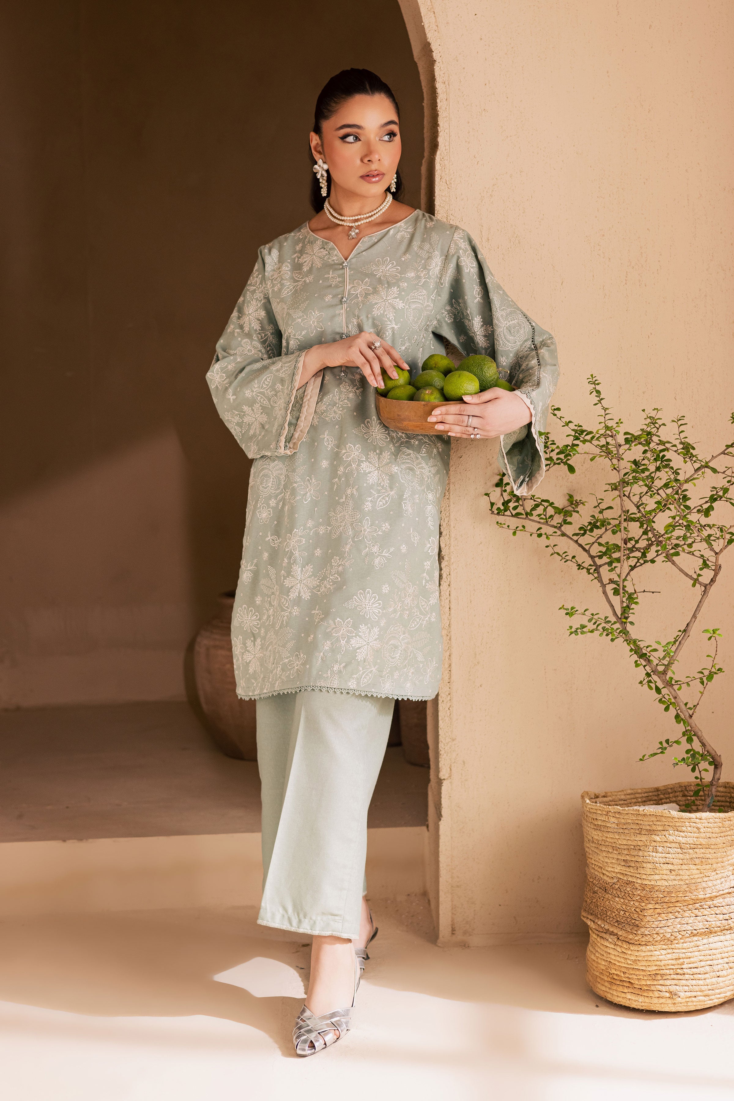 Snow Puff 2Pc - Embroidered Khaddar Dress BATIK WINTER PRET 2025 BATIK XS / Sea Green / Khaddar-S / Sea Green / Khaddar-M / Sea Green / Khaddar-L / Sea Green / Khaddar-XL / Sea Green / Khaddar