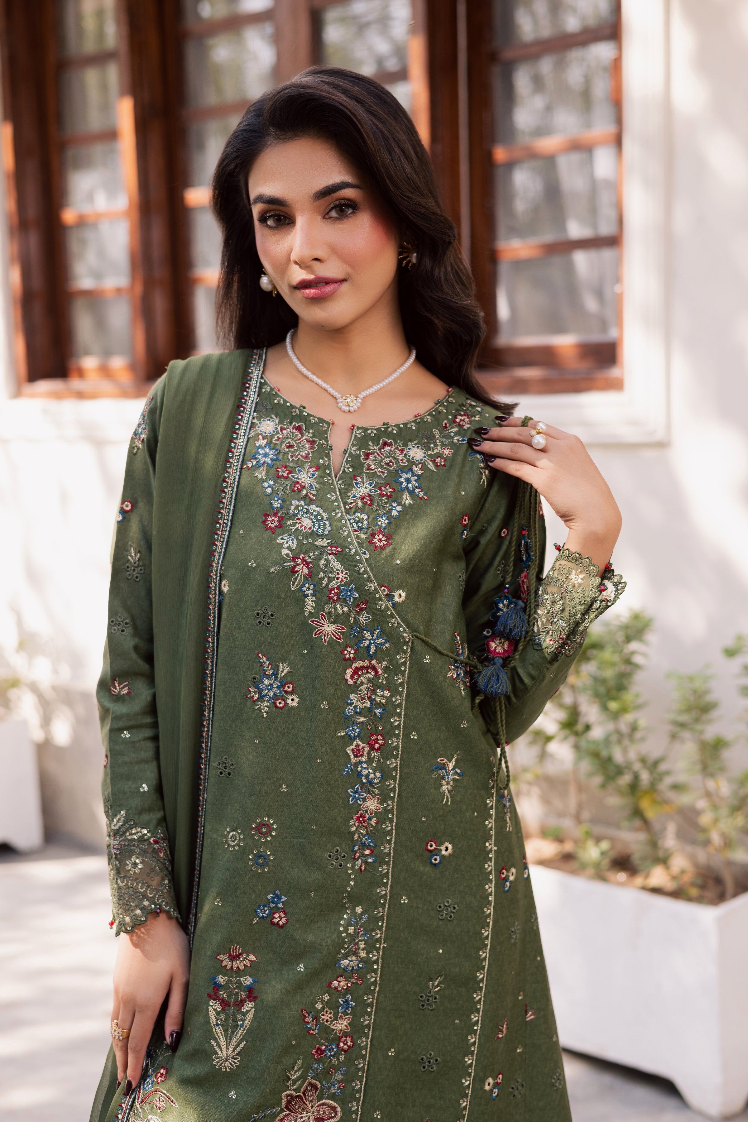 Sofiaa 3Pc - Embroidered Karandi Dress BATIK WINTER PRET 2025 BATIK XS / Green Moss / Karandi-S / Green Moss / Karandi-M / Green Moss / Karandi-L / Green Moss / Karandi-XL / Green Moss / Karandi
