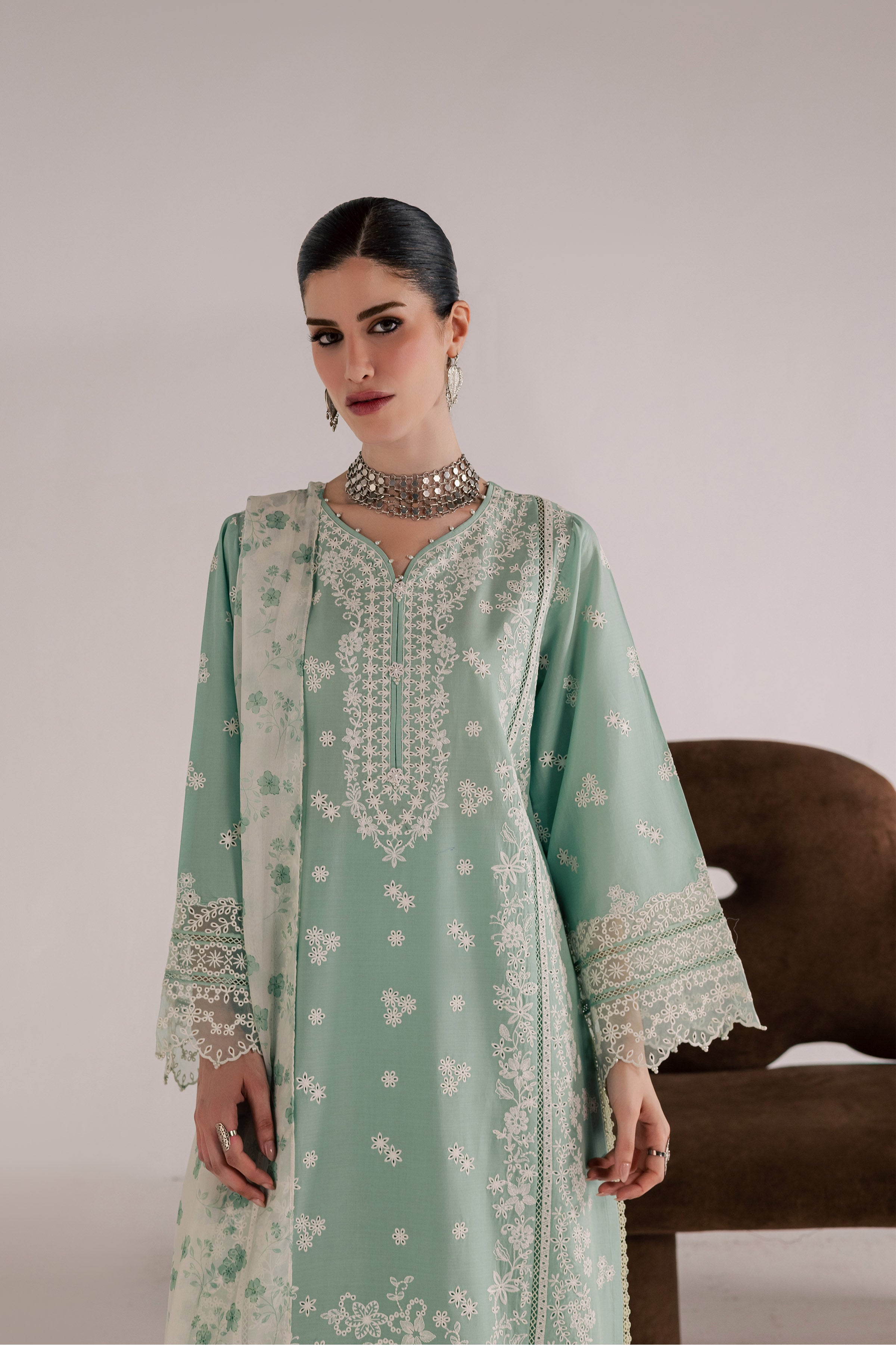 Sohaye 3Pc - Festive Eid Pret BATIKSS26 BATIK XS / Pearly Blue / Pima Lawn-S / Pearly Blue / Pima Lawn-M / Pearly Blue / Pima Lawn-L / Pearly Blue / Pima Lawn-XL / Pearly Blue / Pima Lawn