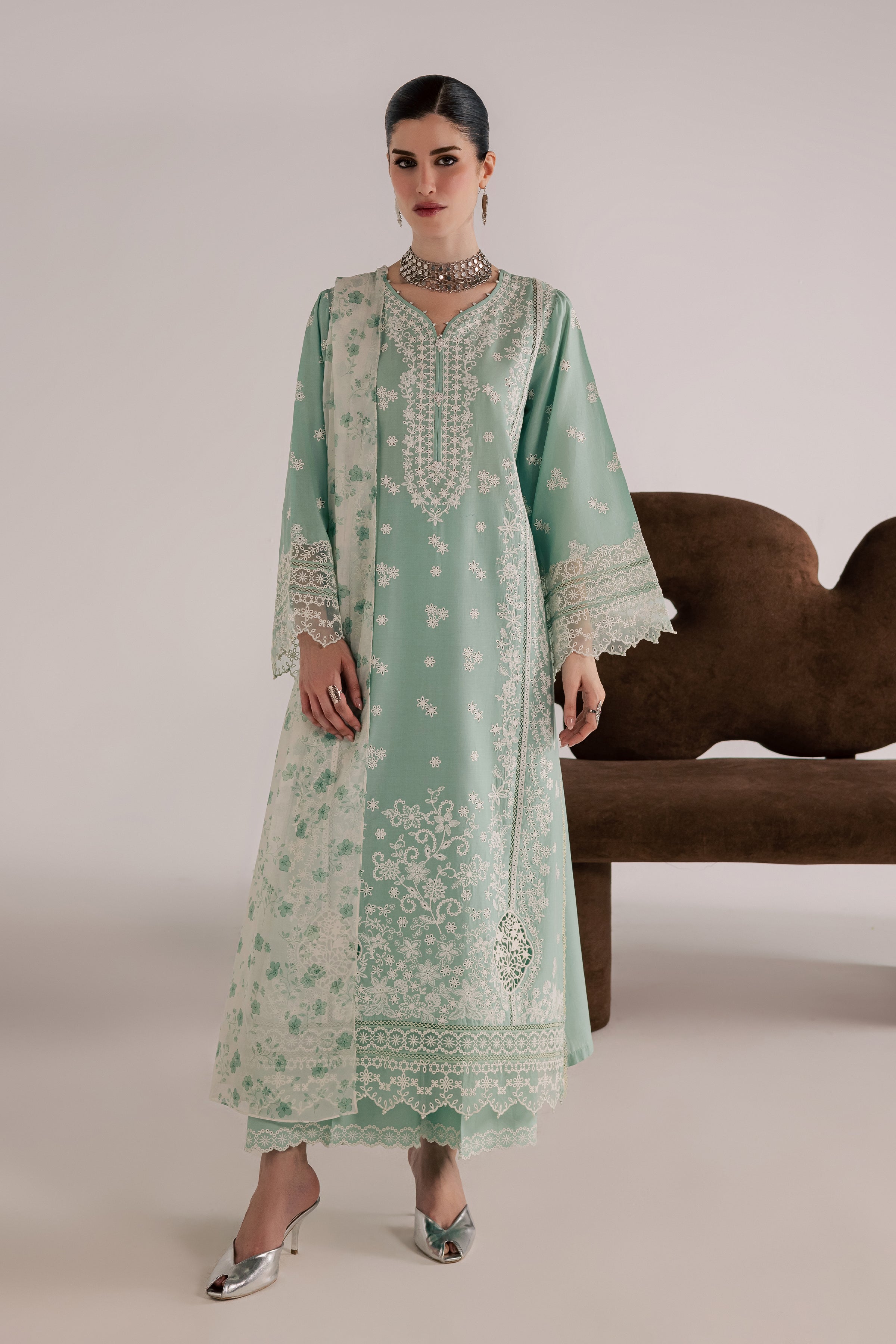 Sohaye 3Pc - Festive Eid Pret BATIKSS26 BATIK XS / Pearly Blue / Pima Lawn-S / Pearly Blue / Pima Lawn-M / Pearly Blue / Pima Lawn-L / Pearly Blue / Pima Lawn-XL / Pearly Blue / Pima Lawn